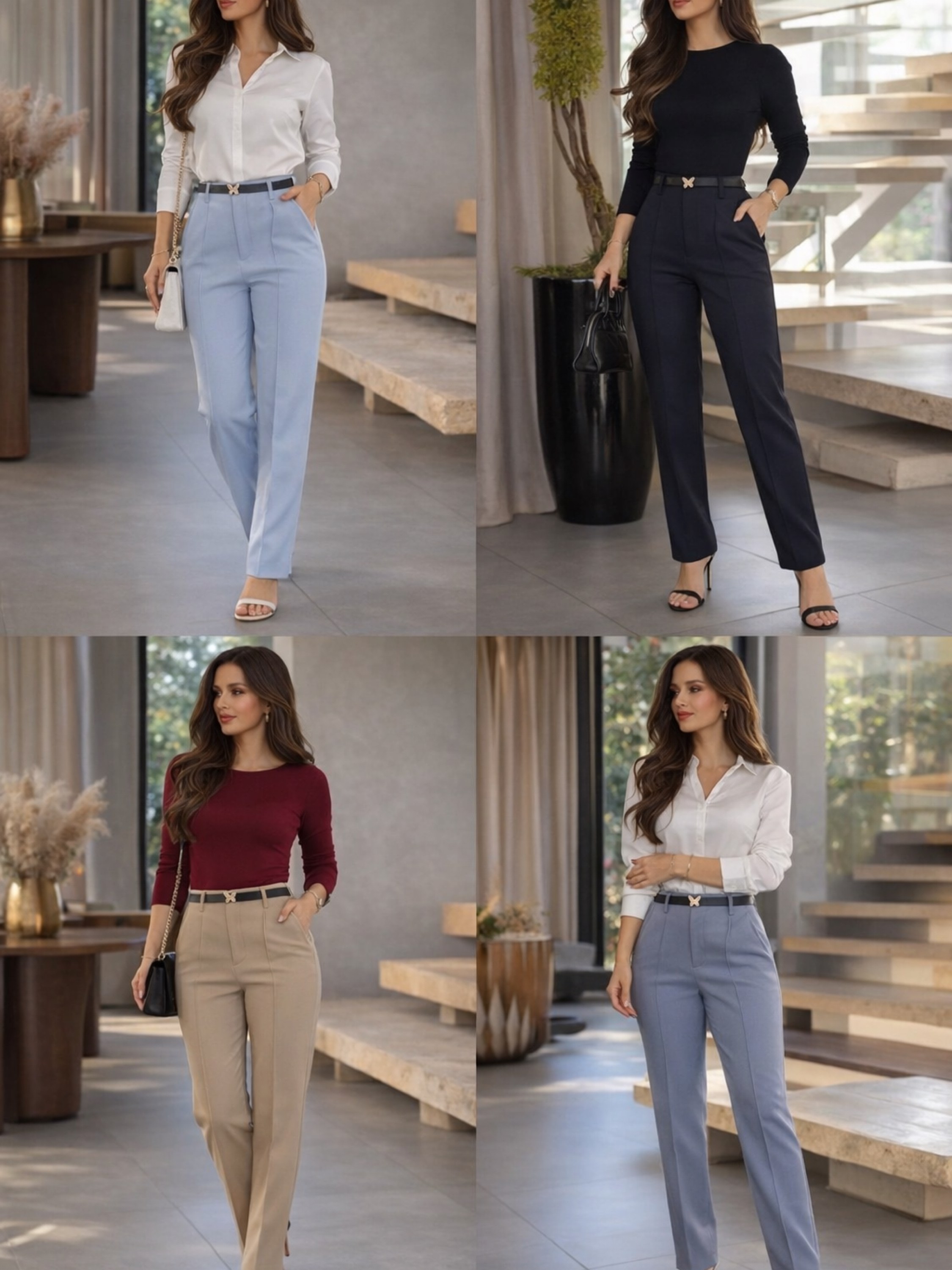 Calça linho com cinto social novidade linda