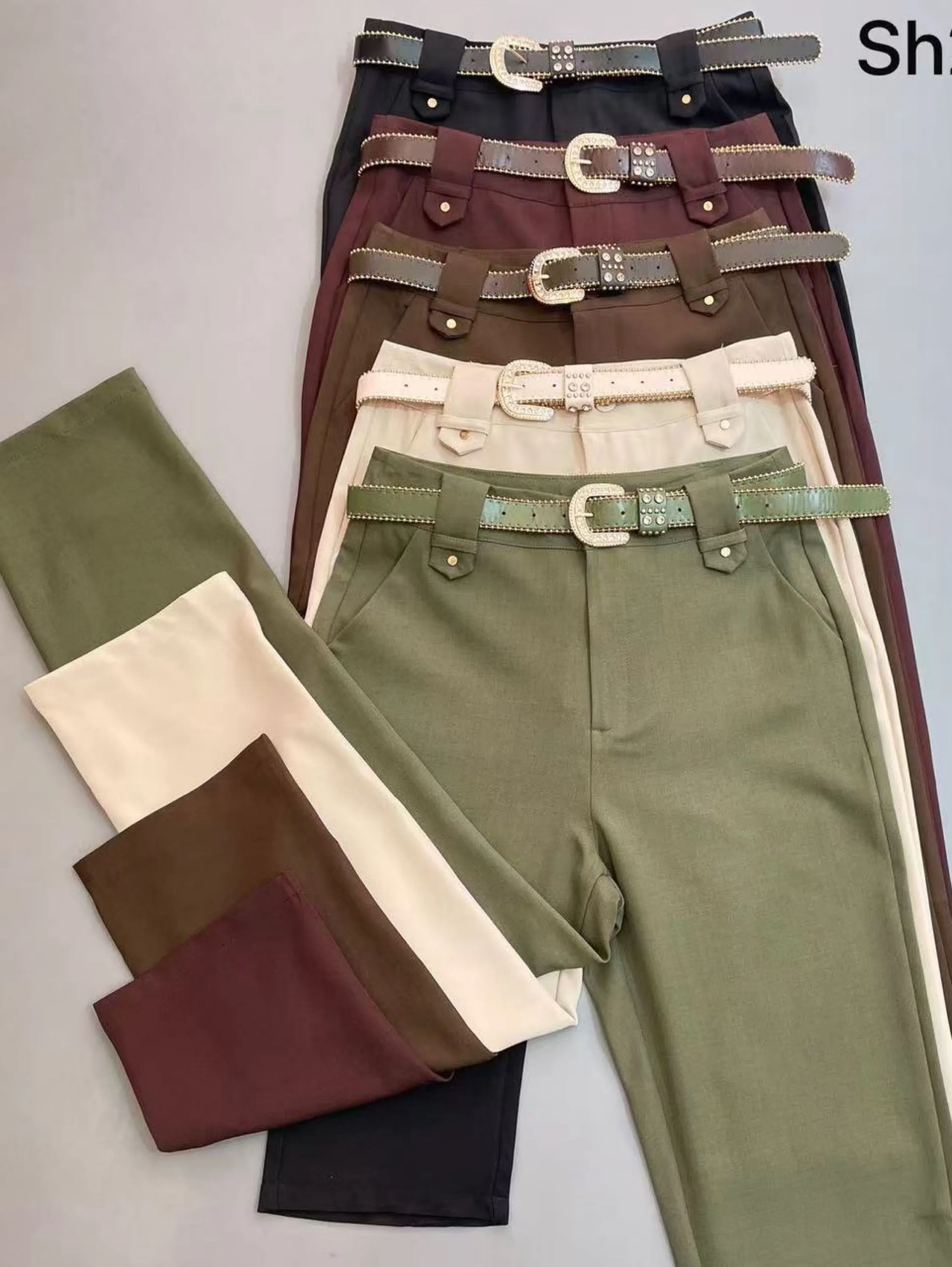 Calça linho twil com cinto social novidade linda