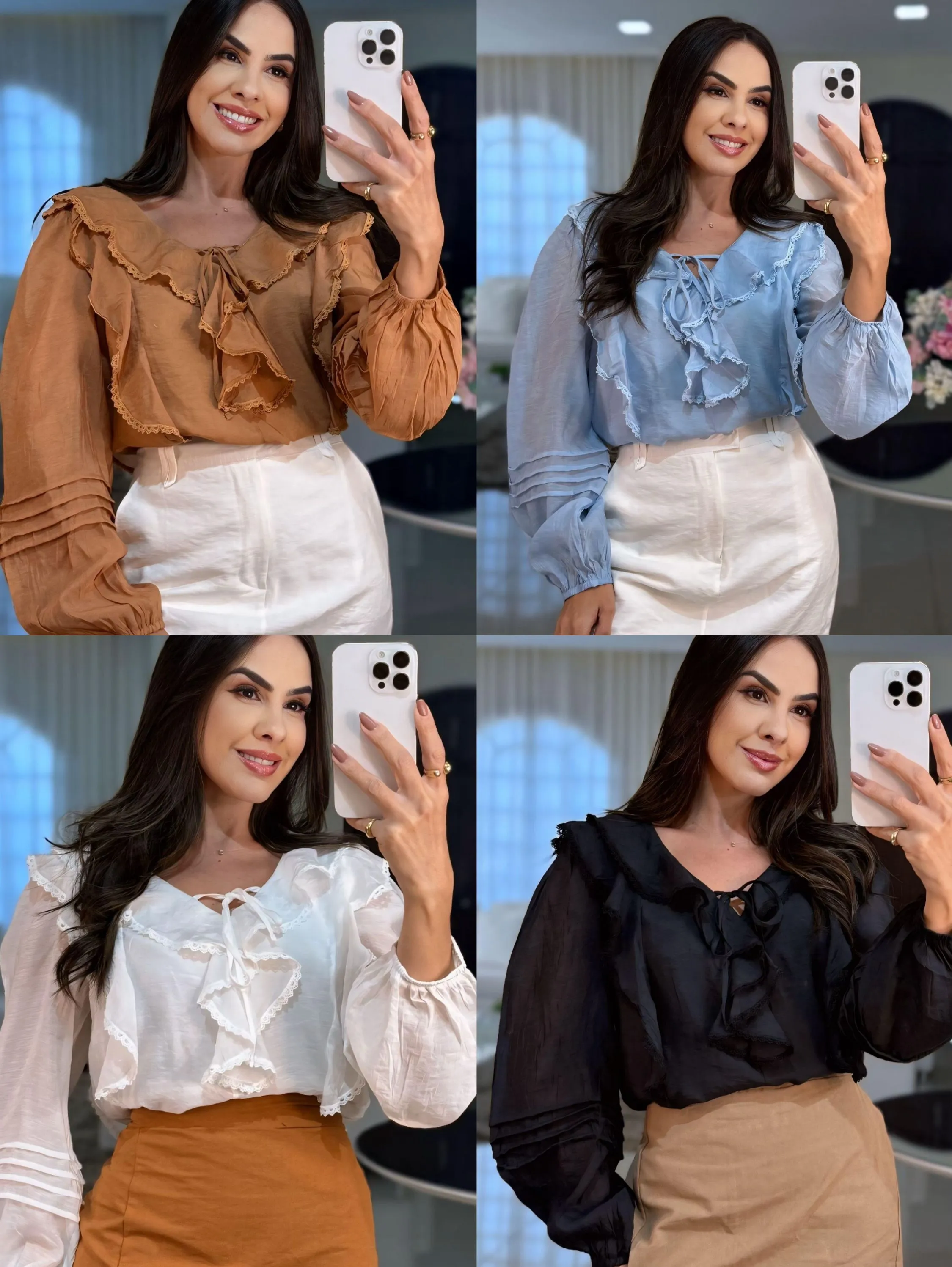 Blusa babado social forrado novidade linda