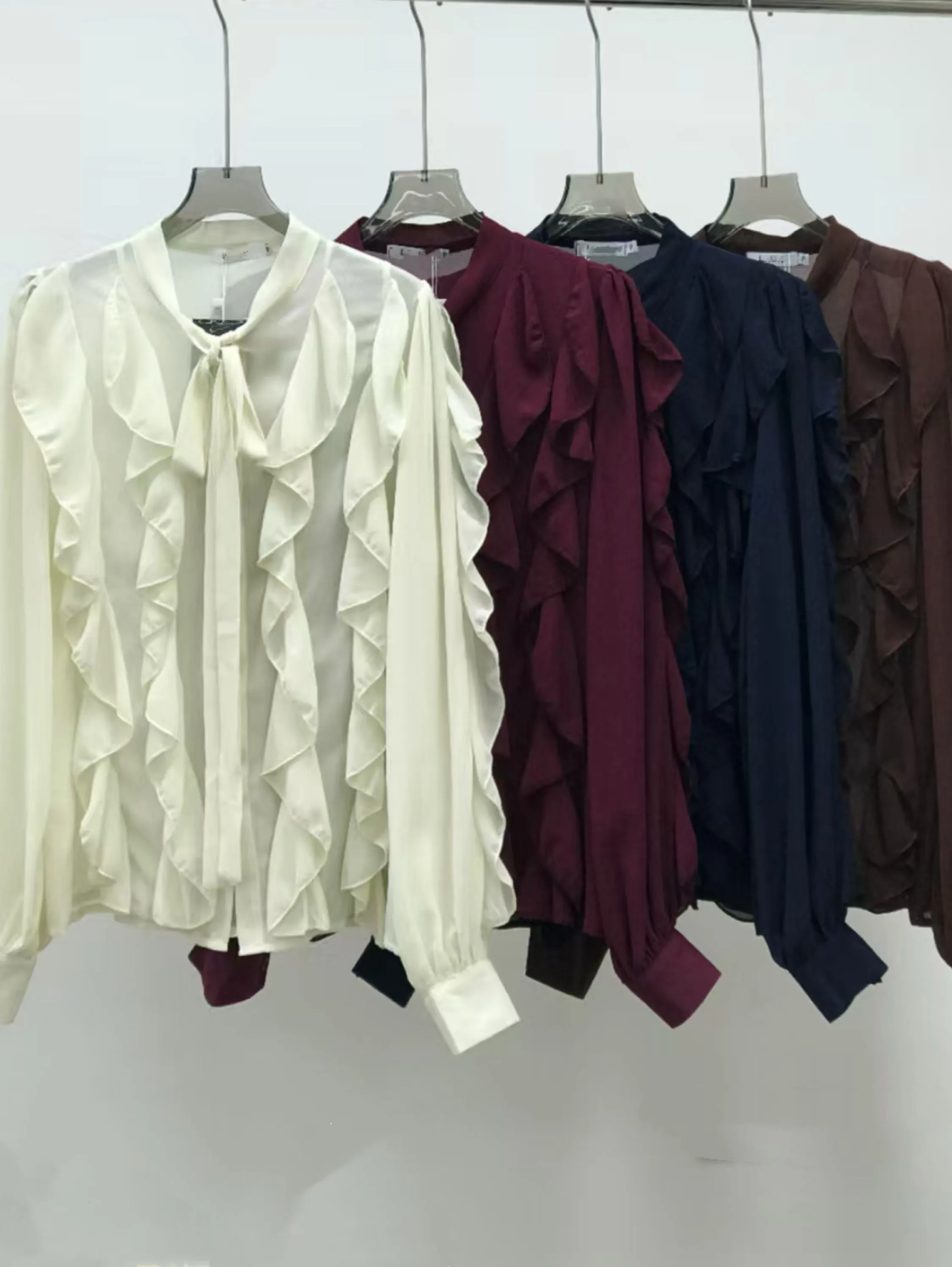 Camisa social babado amarrar novidade linda
