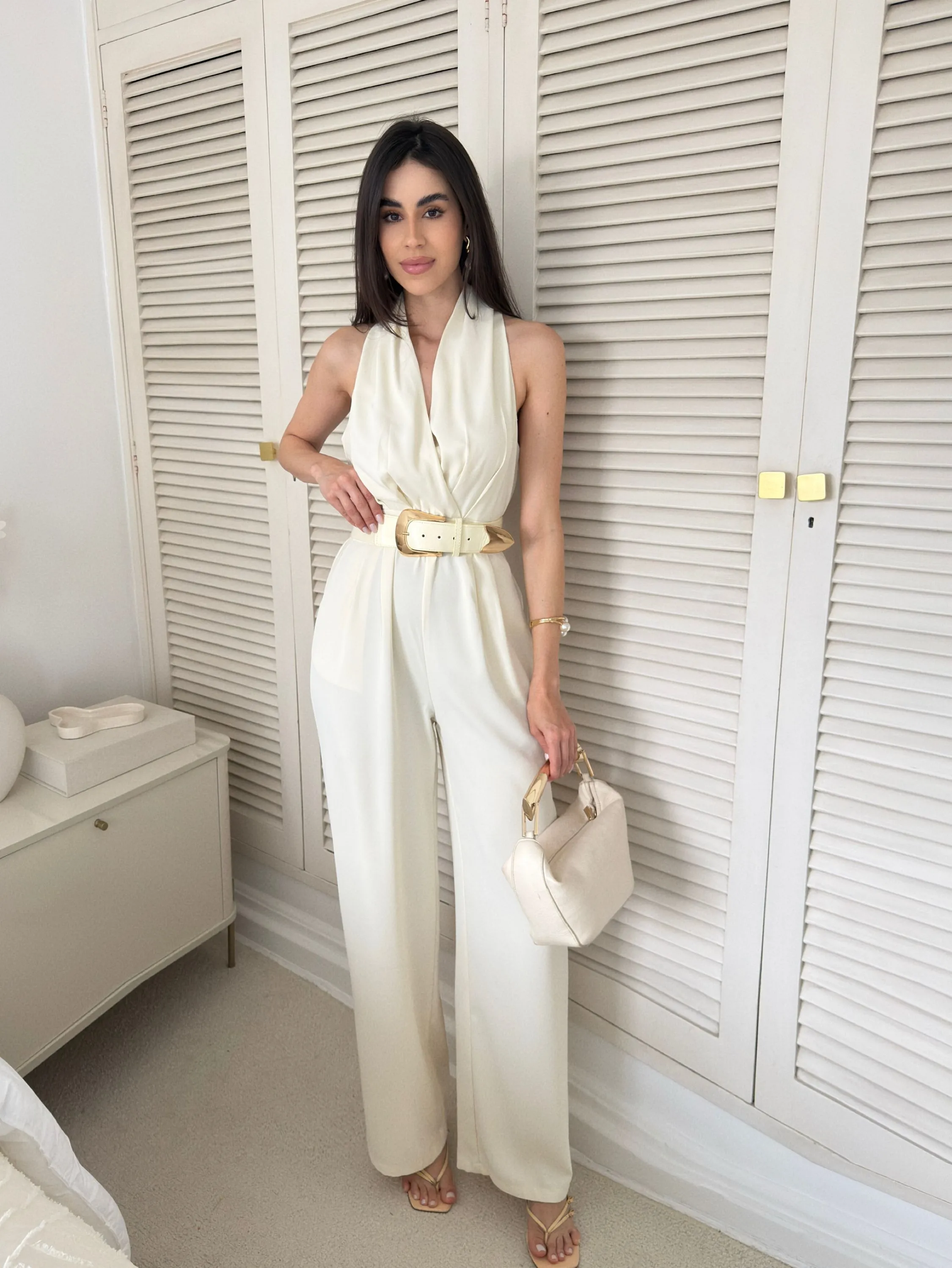 Macacão social com cinto novidade bem linda