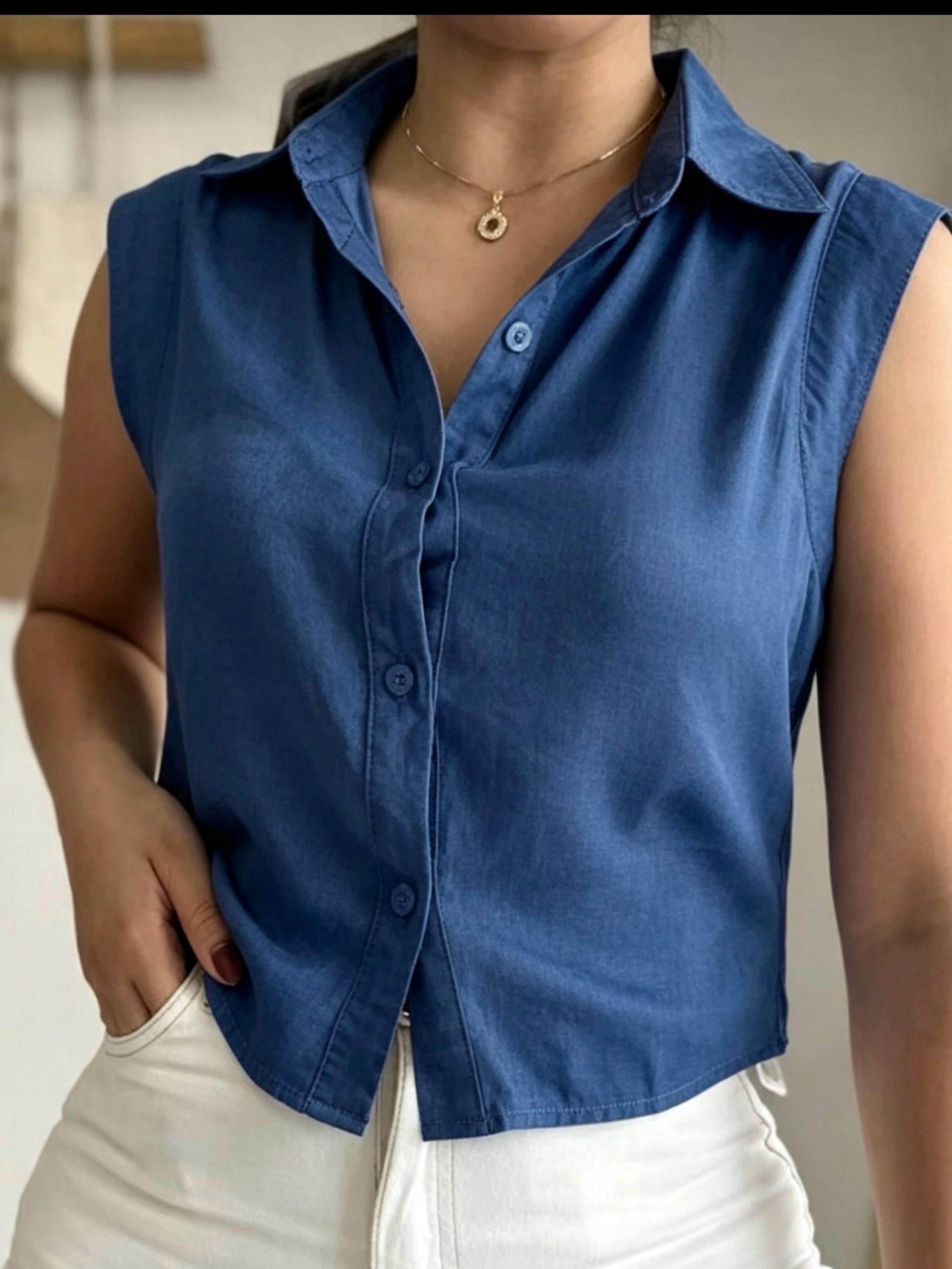 Camisa cores jeans vescose twil macio novidade linda