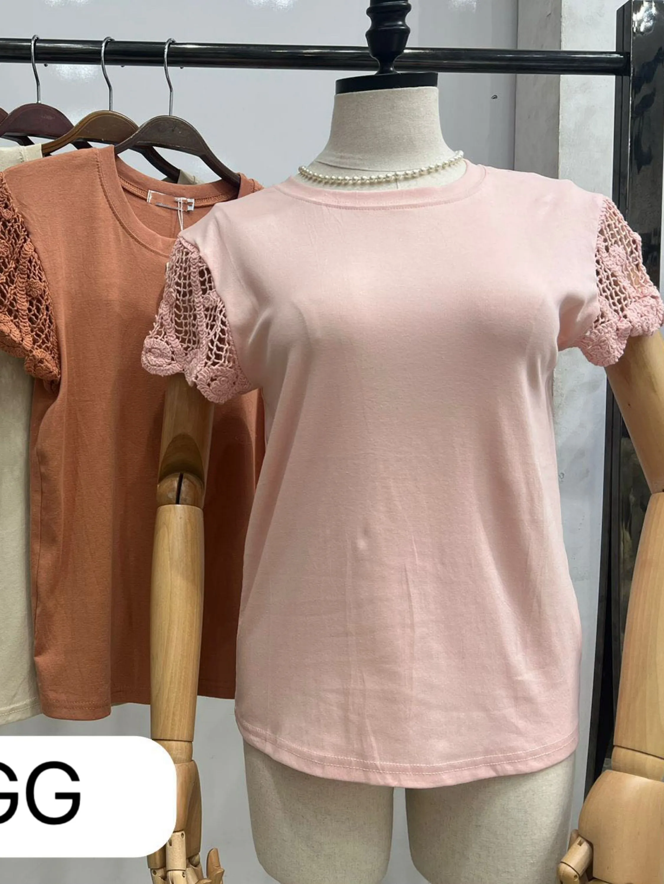 Blusa T algudao malha com renda linda
