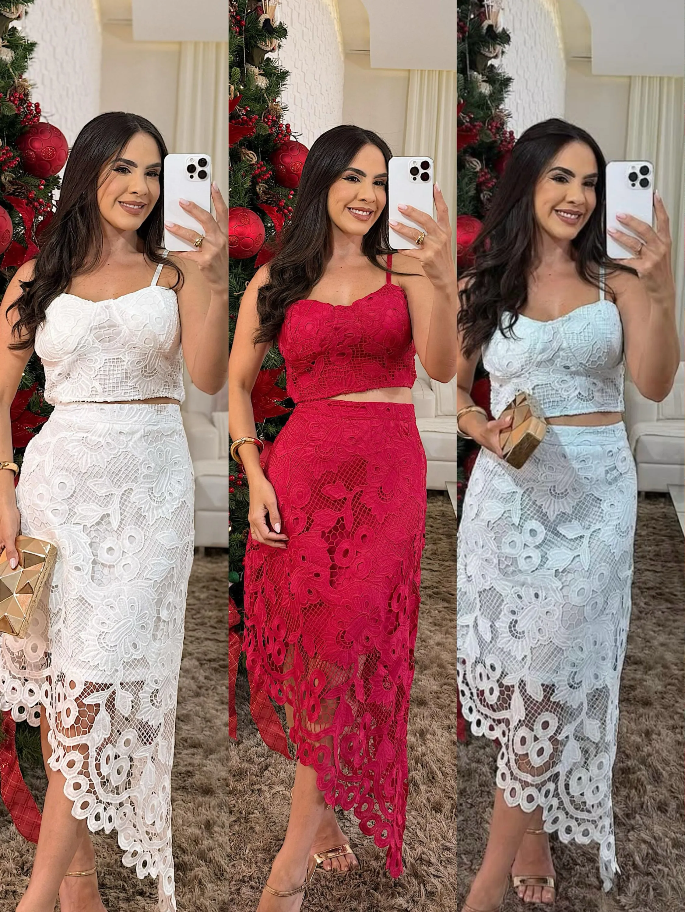 Conjunto renda muito bom com saia novidade linda