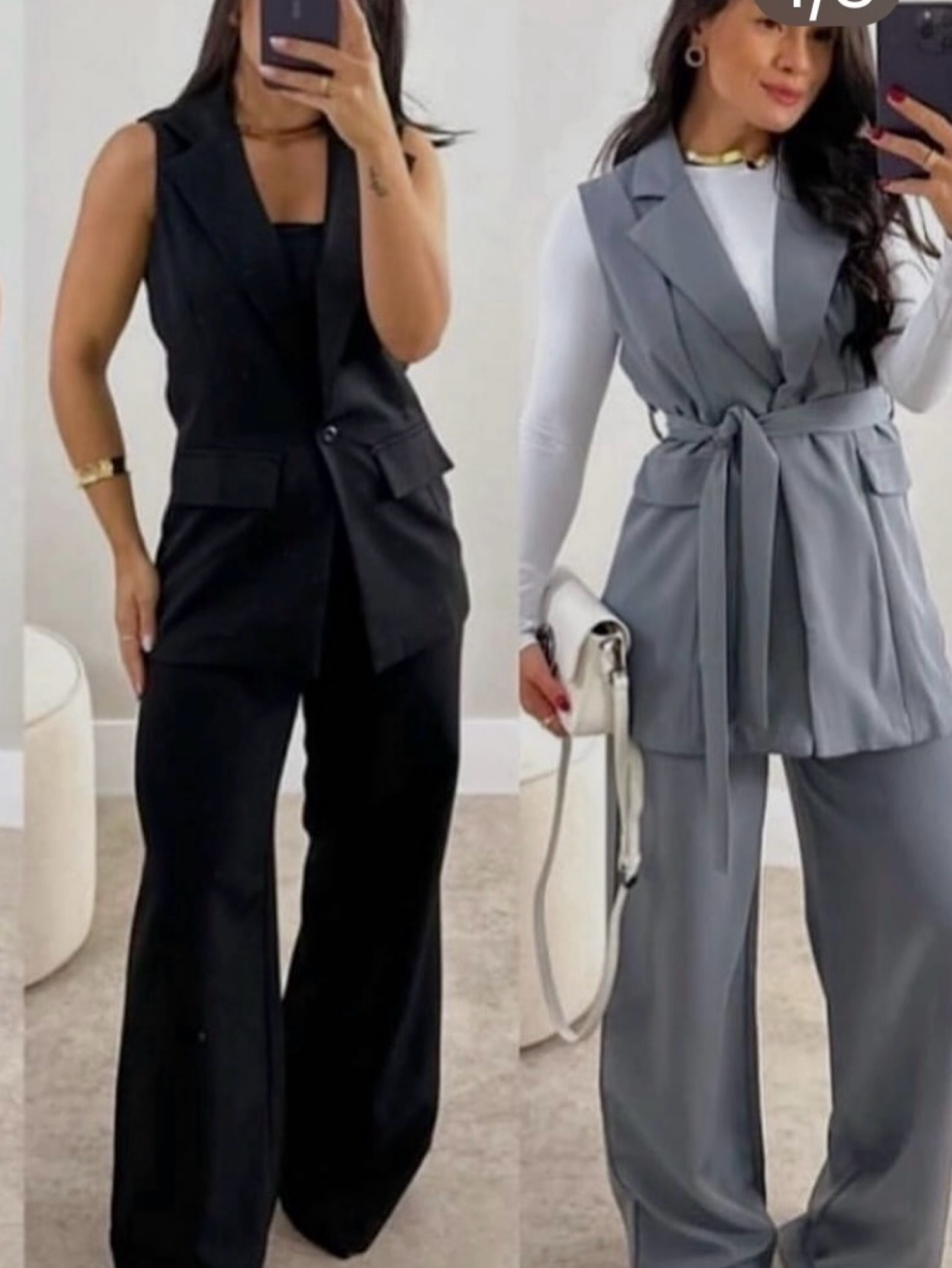 Conjunto linho twil MAX colete pantalona social linda