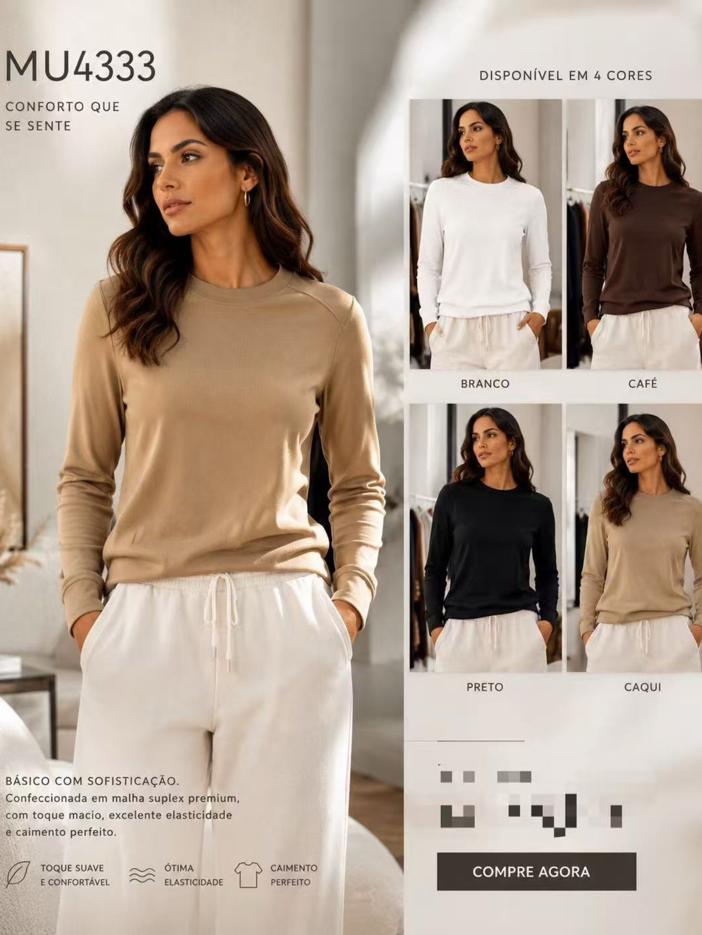 Blusa algudaocanelada franelada social linda