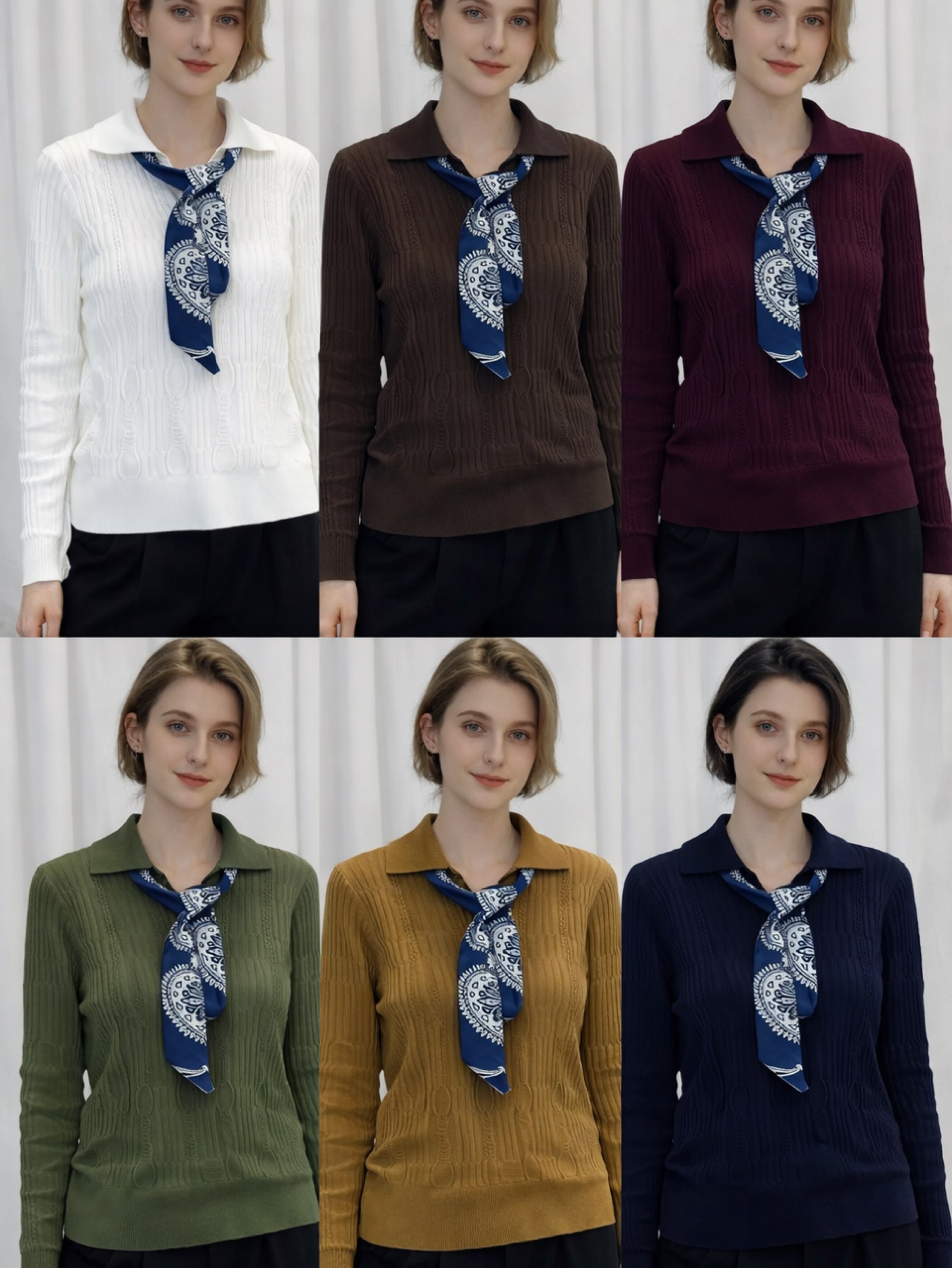 Blusa tricô motal com lenço social muito linda