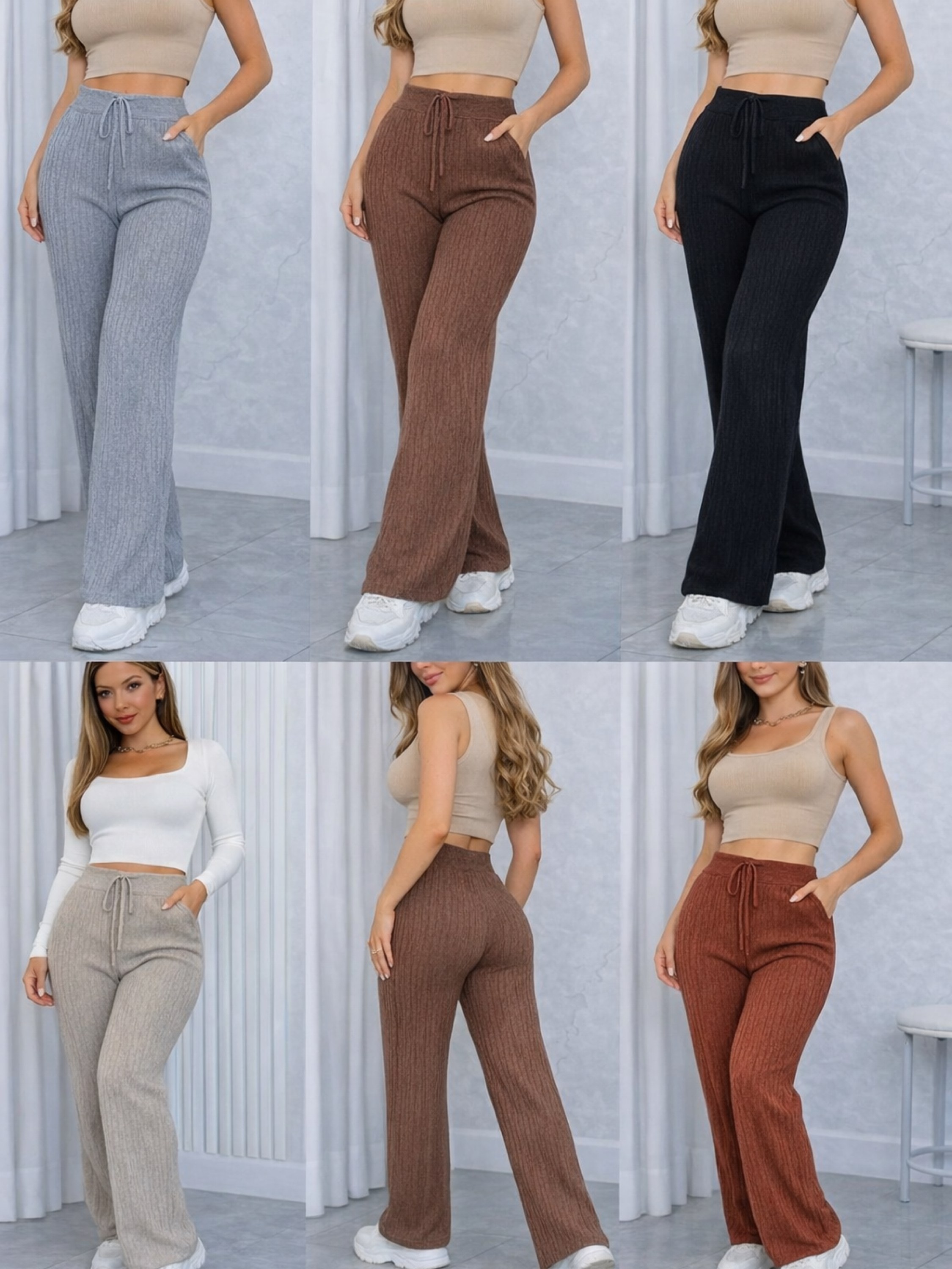 Pantalona motal macio canelada novidade cores linda