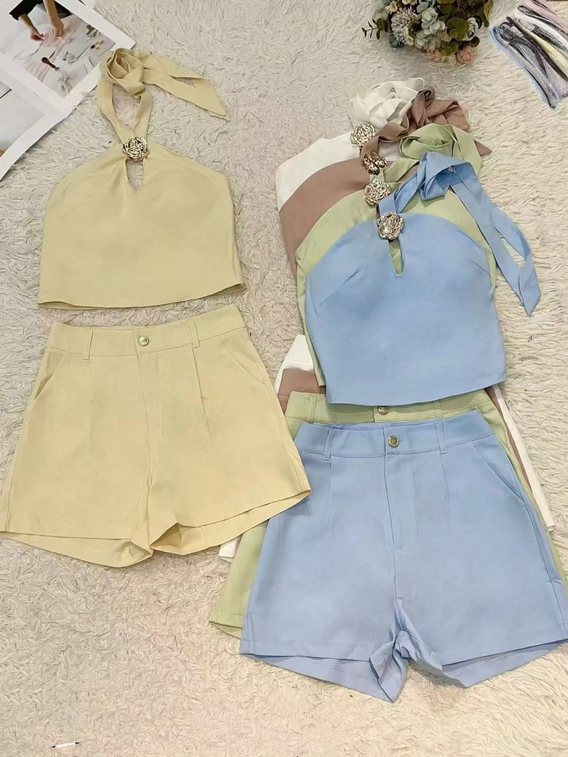 Conjunto linho novo com cinto social novidade bem linda