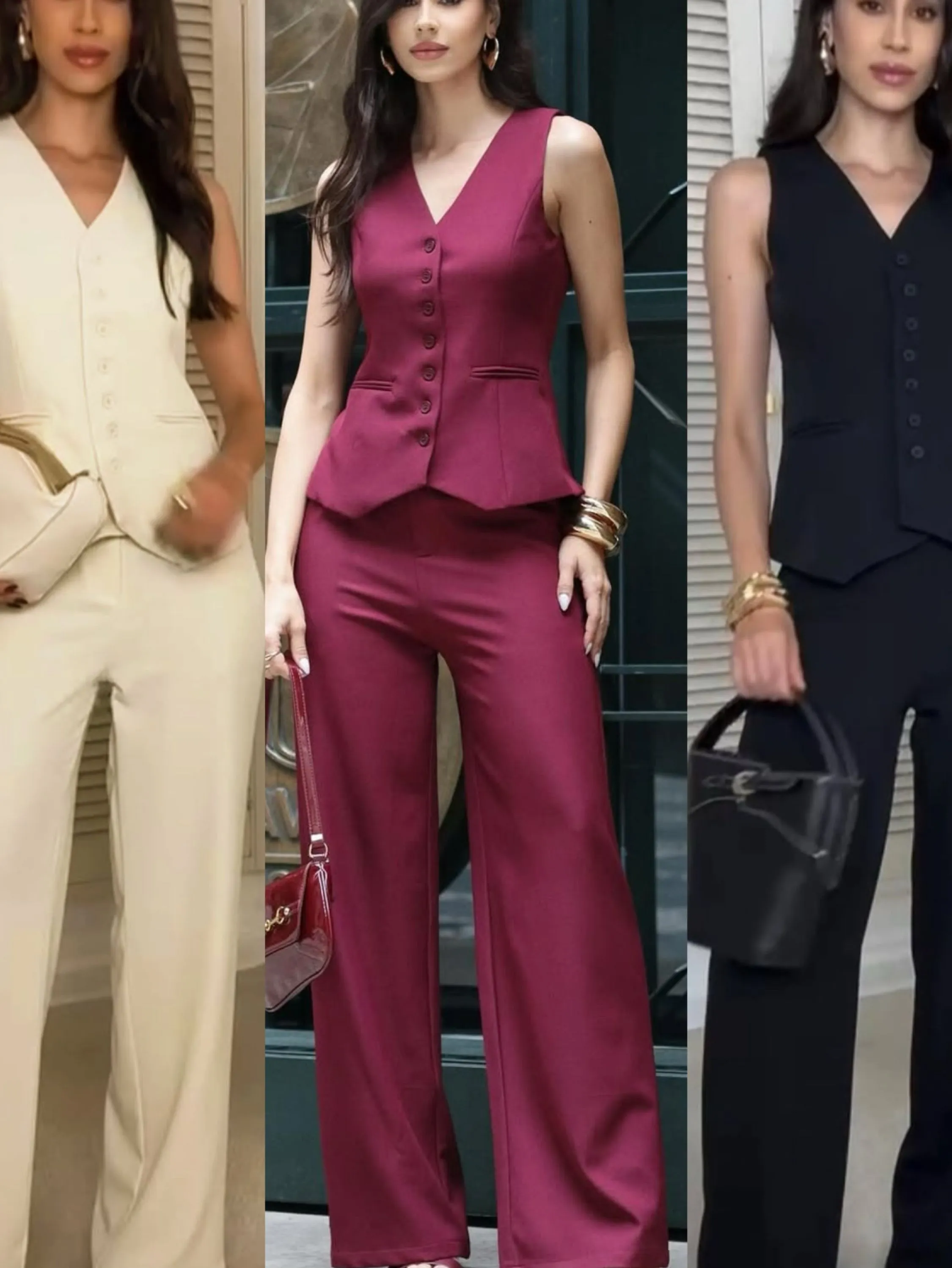 Cinjunto alfaiataria colete com pantalona social linda