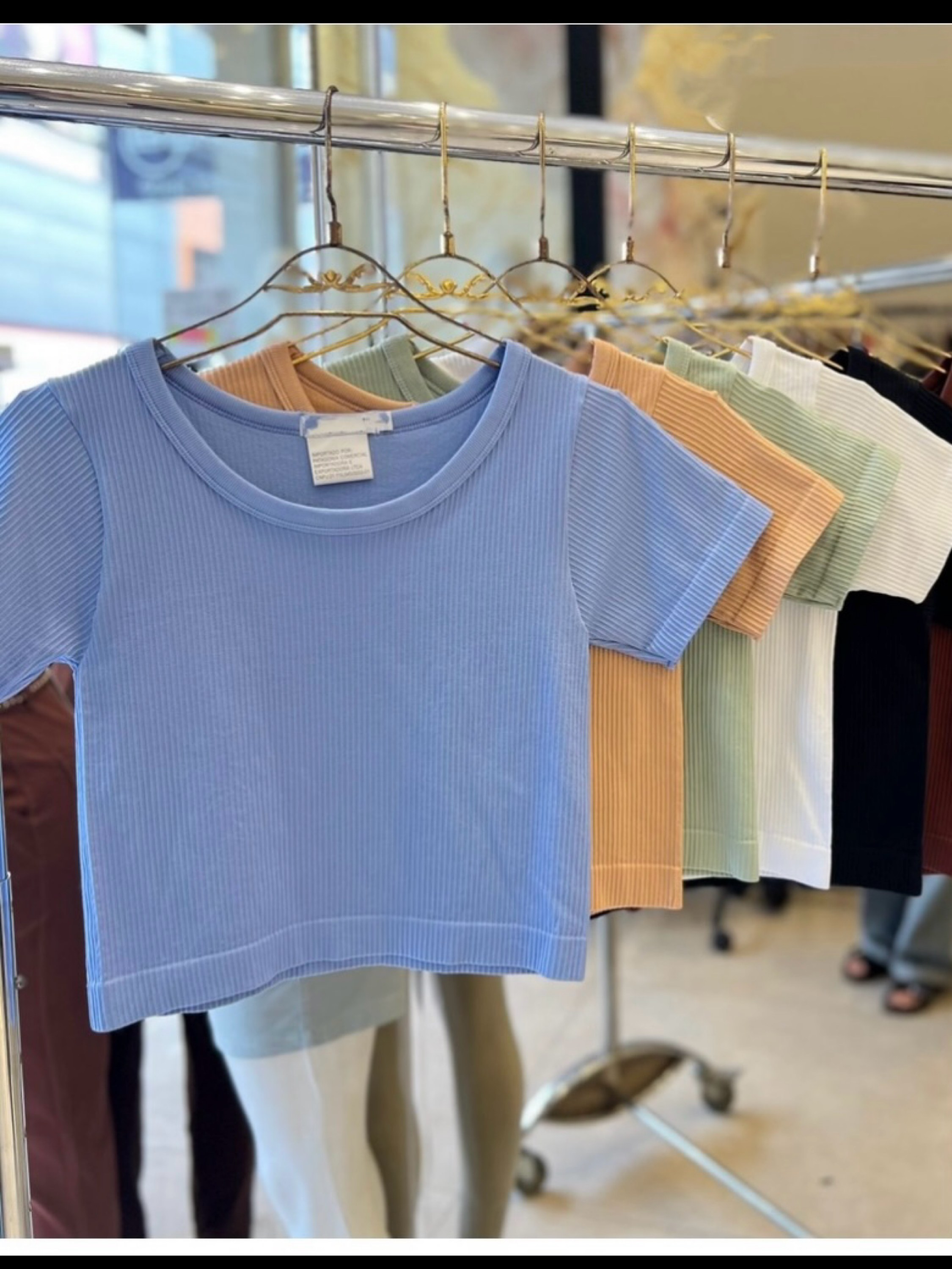 Blusa algudao canelada tem elateca cores linda