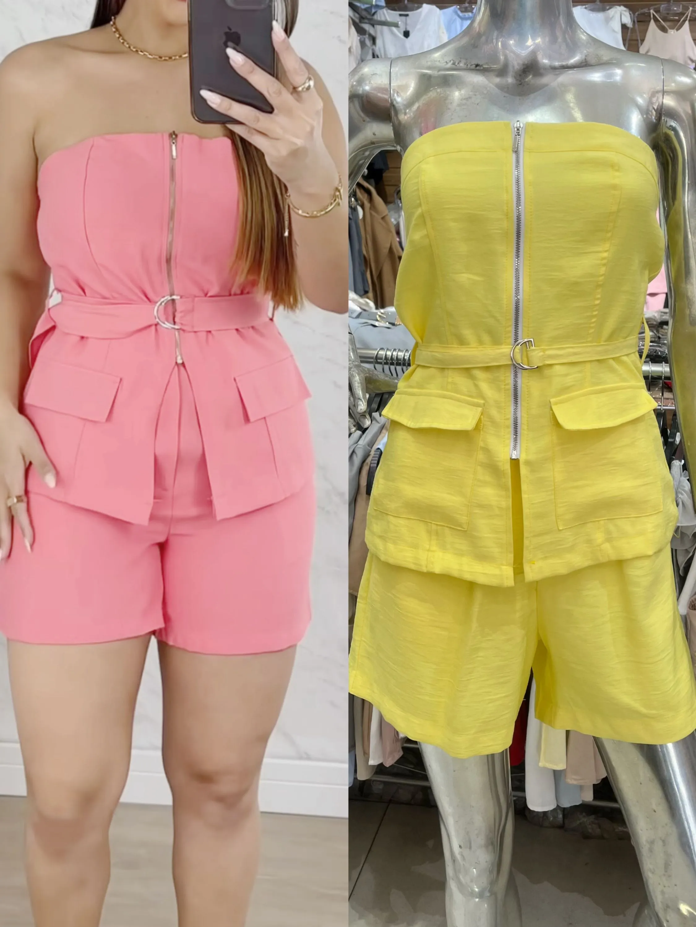 Conjunto short linho marrante social linda