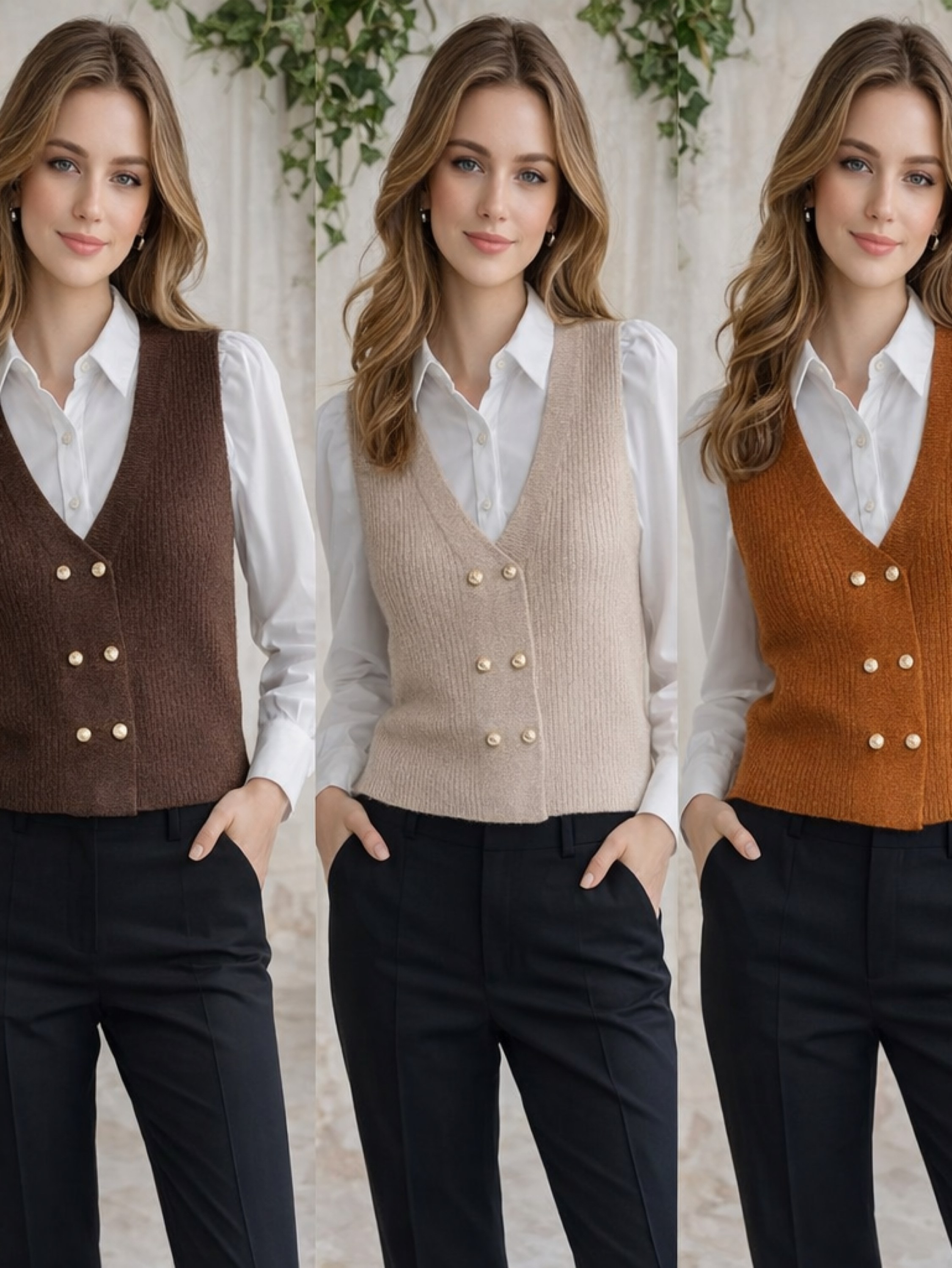 Conjunto camisa branco com colete motal social novidade