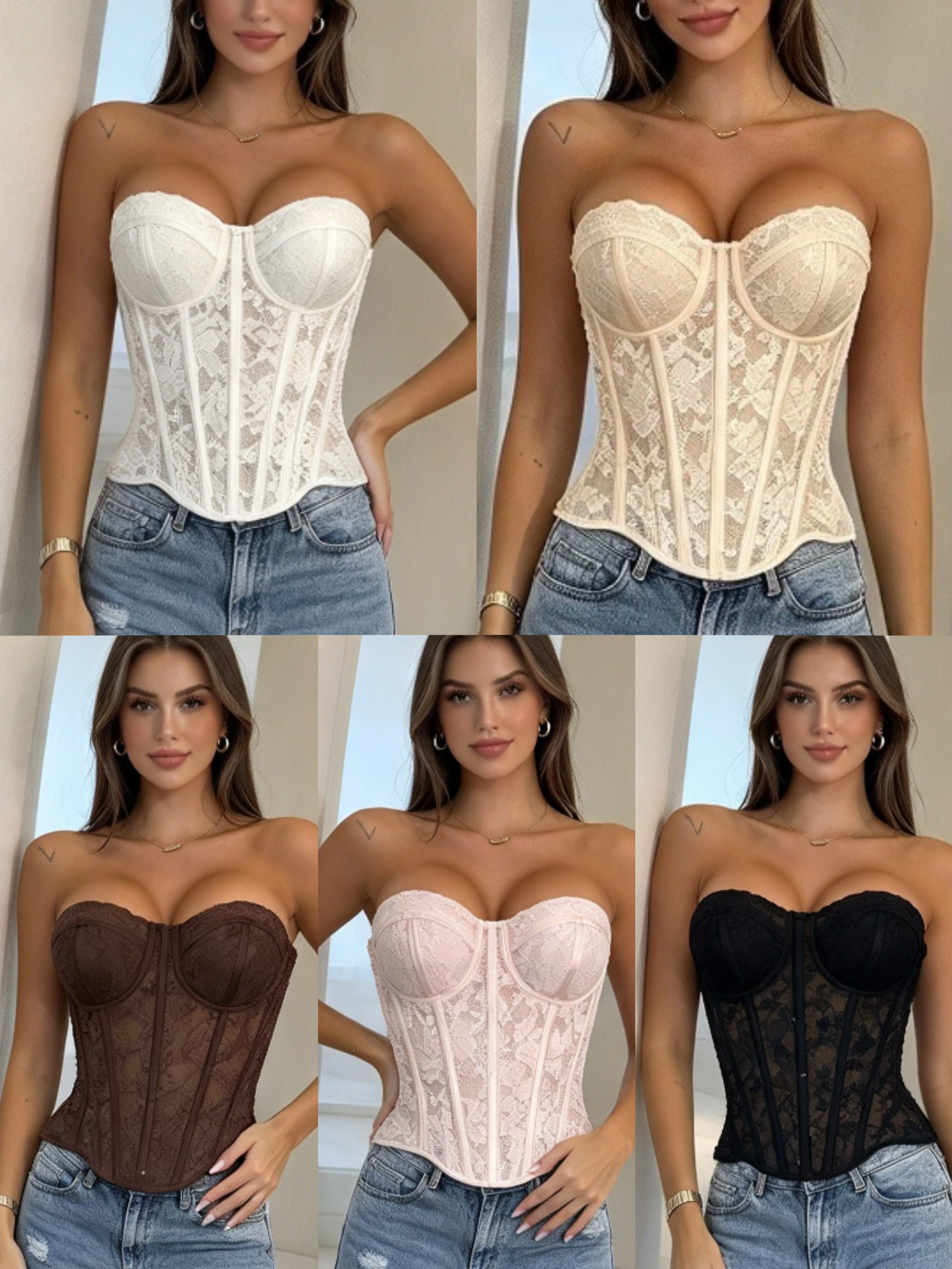 Corset renda bom social novidade muito linda