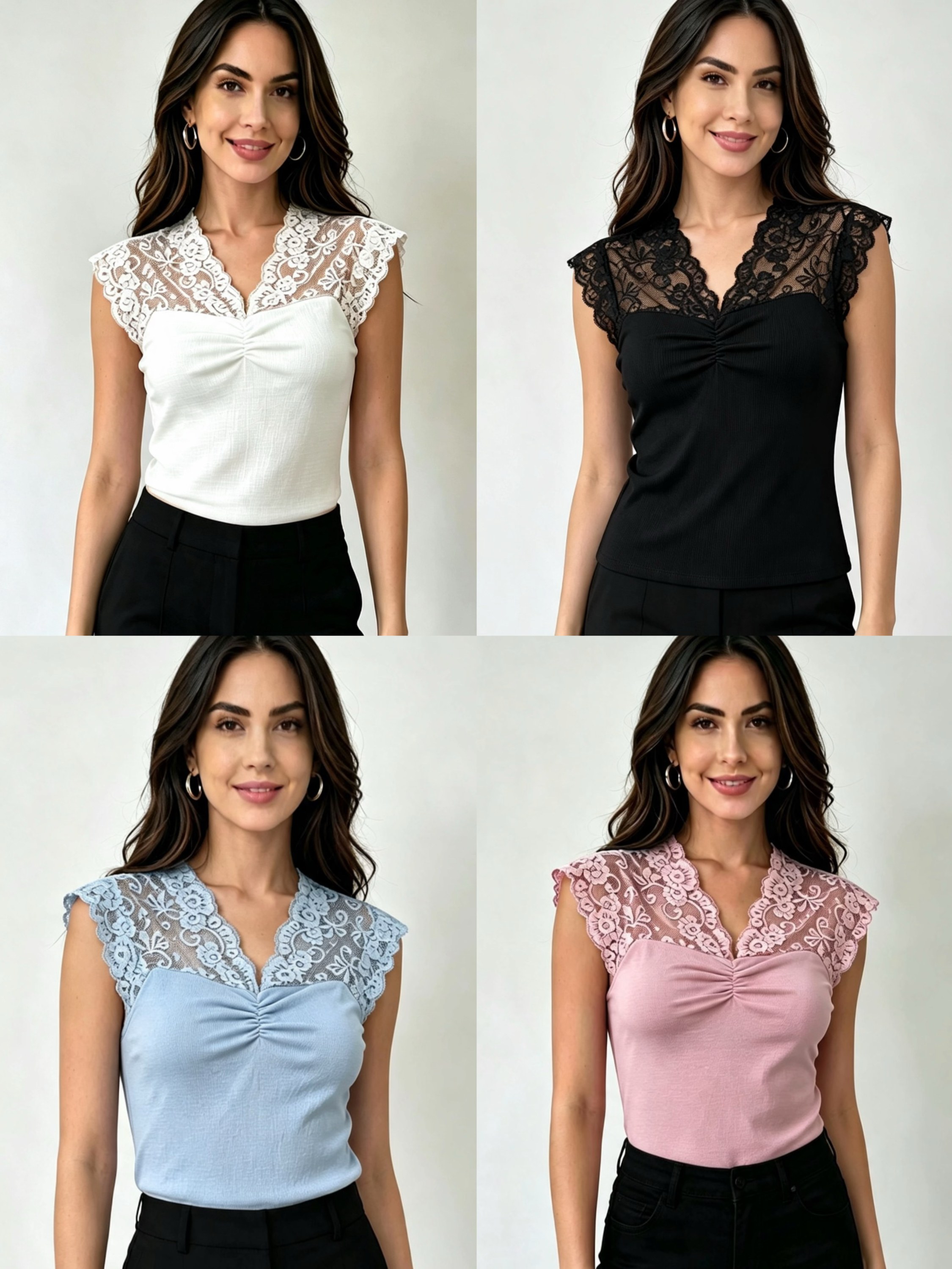 Blusa linho elástica com renda social novidade linda