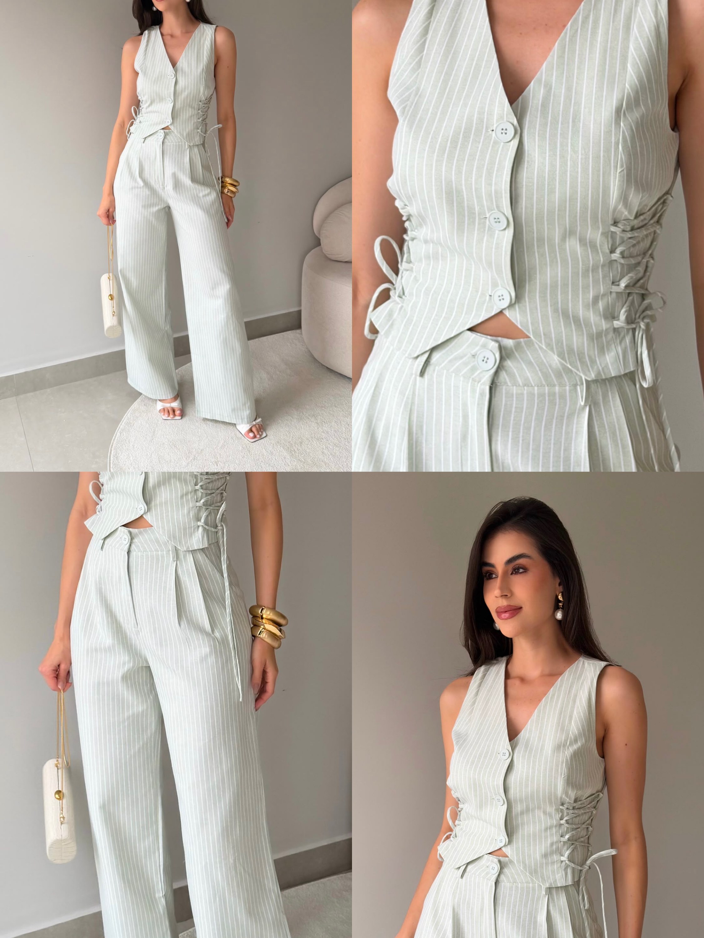 Conjunto listrada social novidade  bem linda