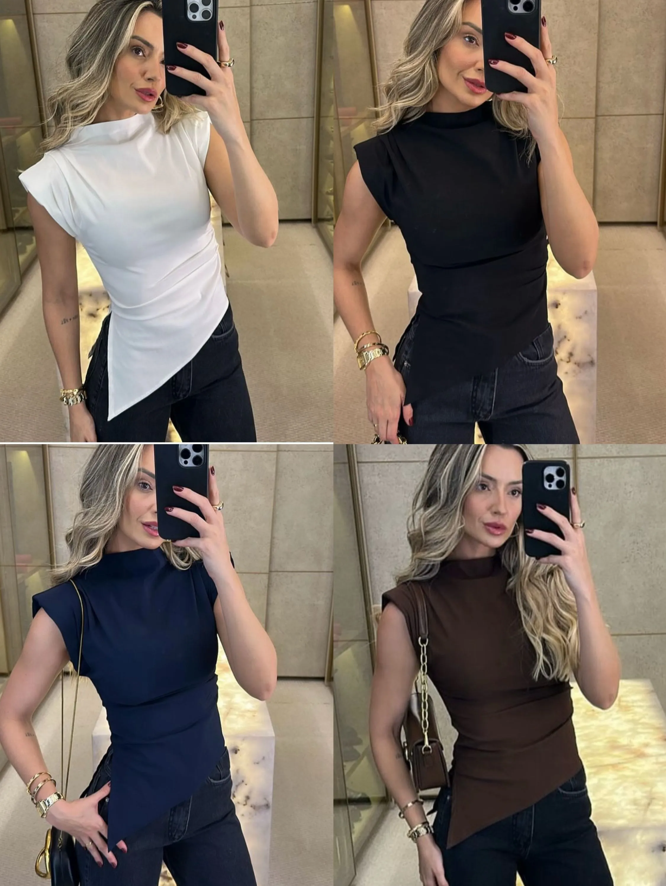 Blusa algudai com elastano social linda