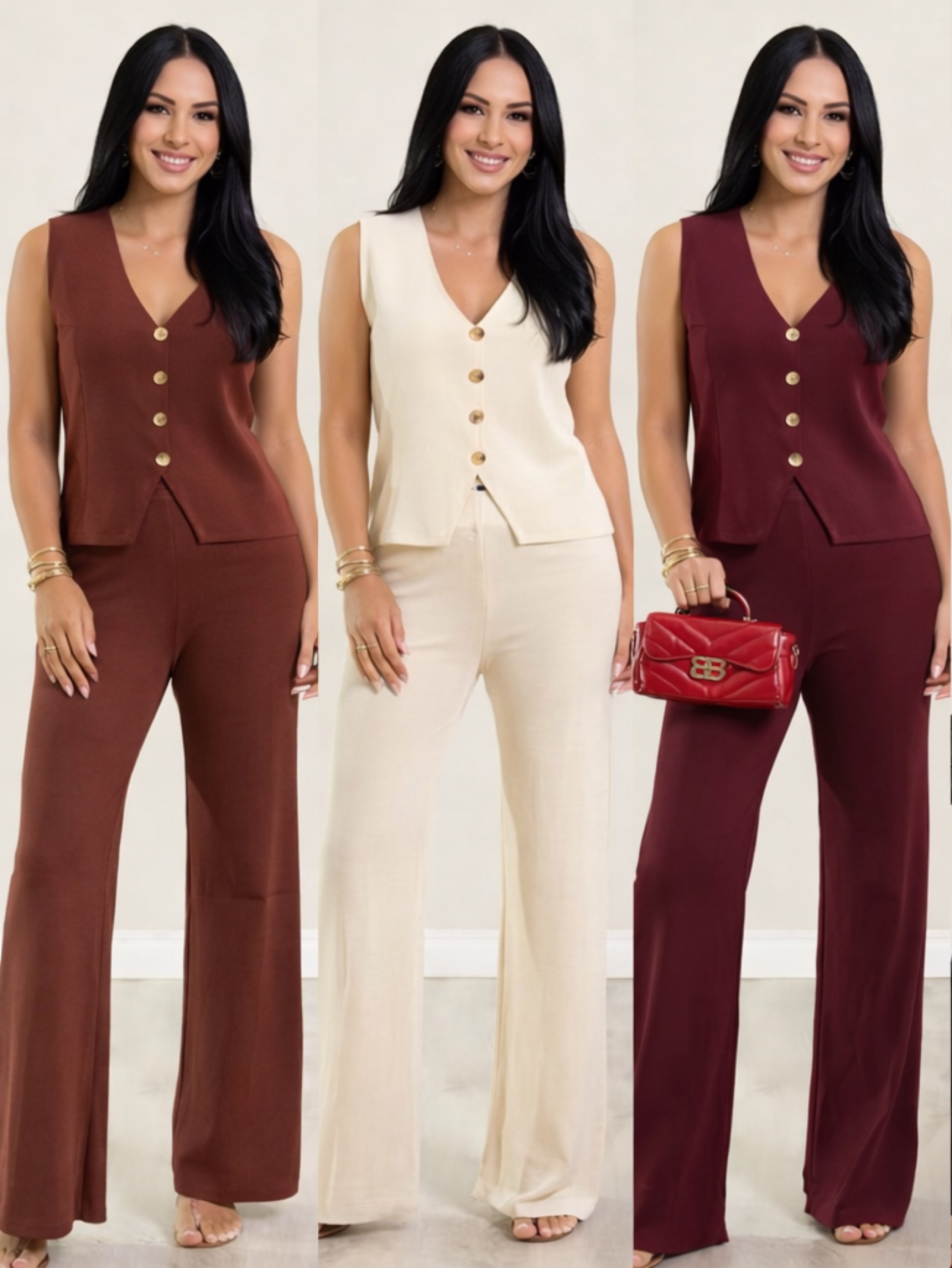 Conjunto tricô motal social novidade linda