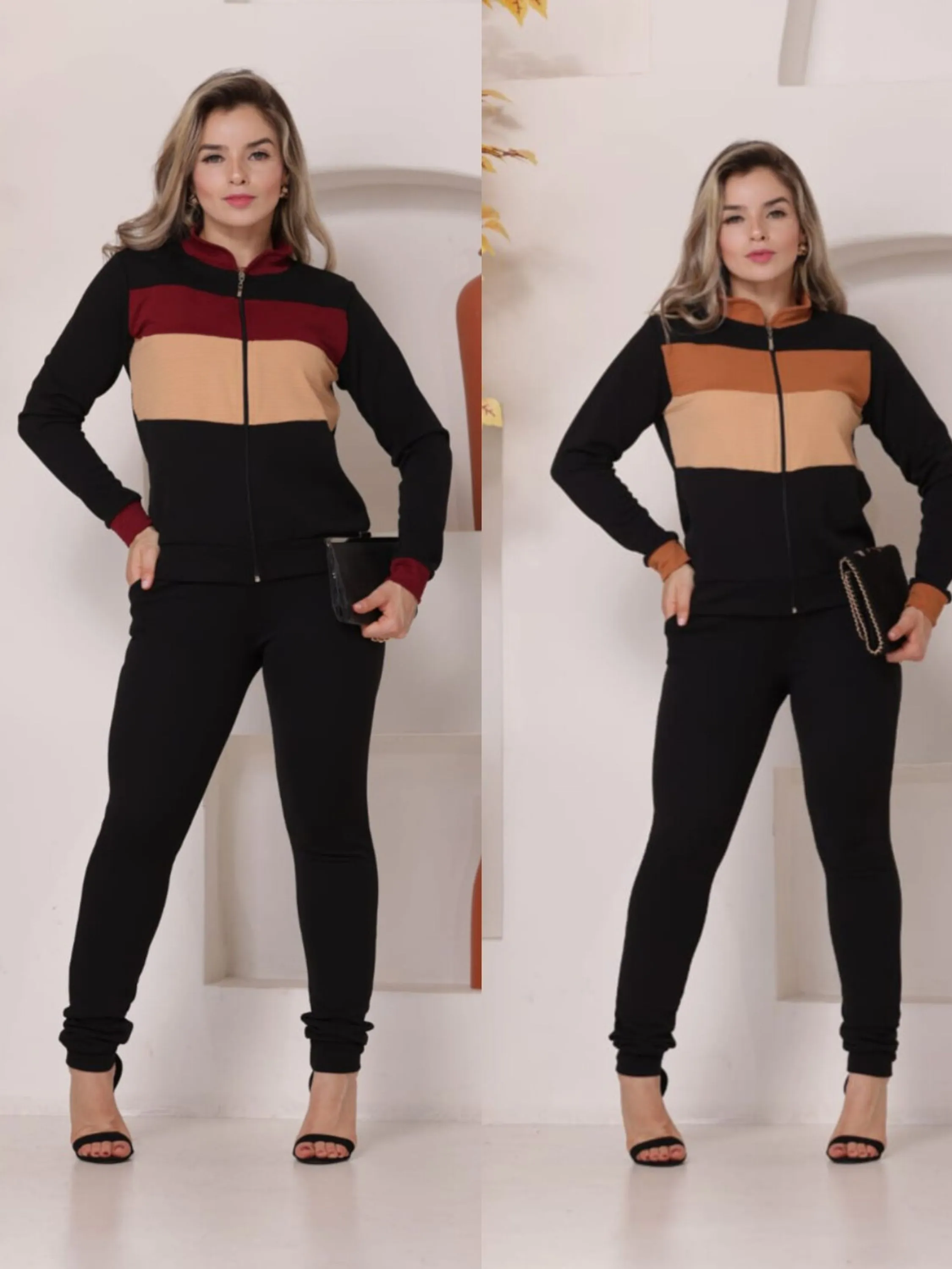Conjunto malha crepe com elástano