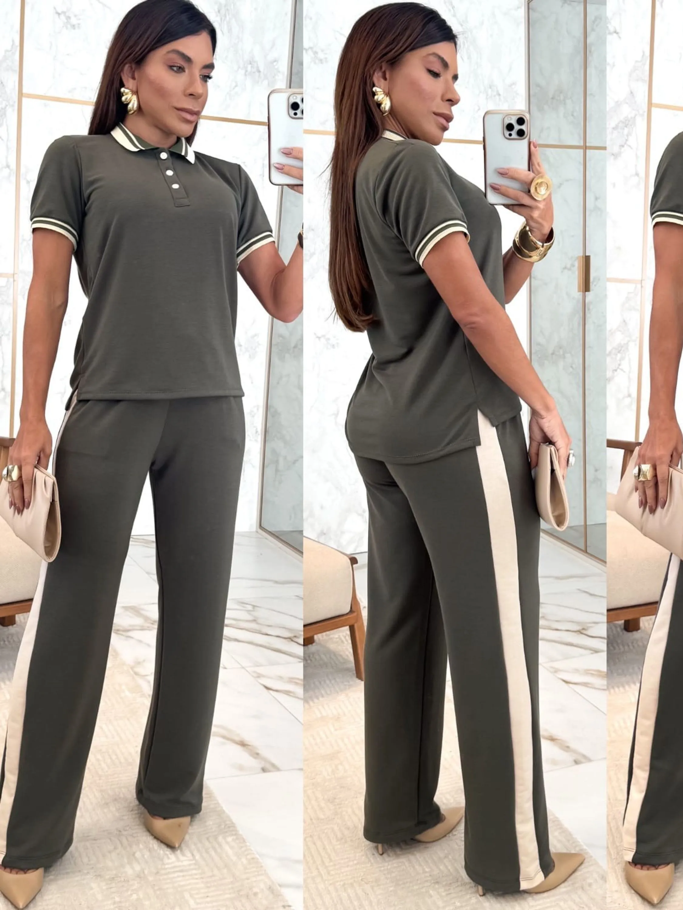 Conjunto moletinho calca e camisa polo
