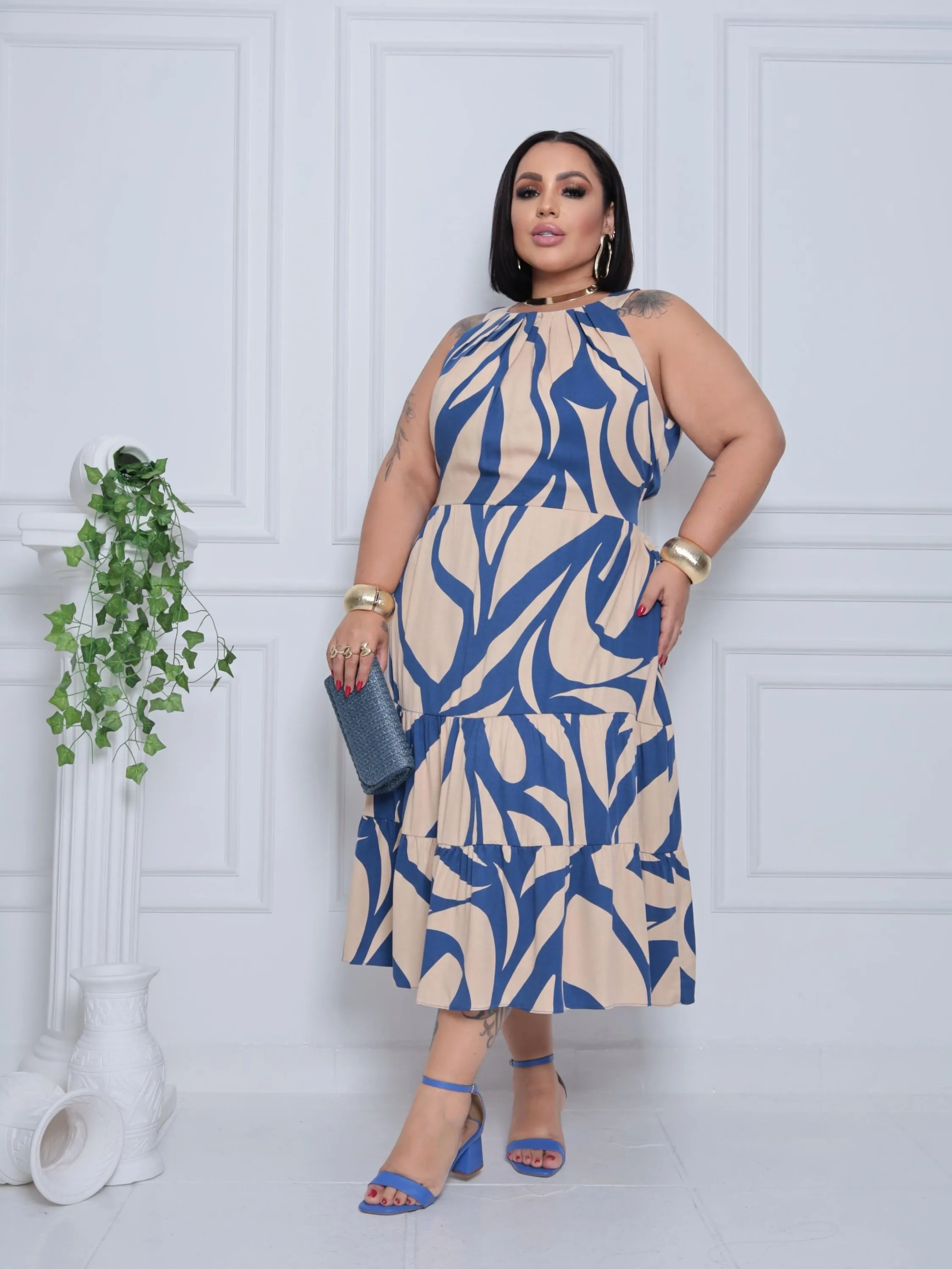 Vestido plus size tecido viscolinho