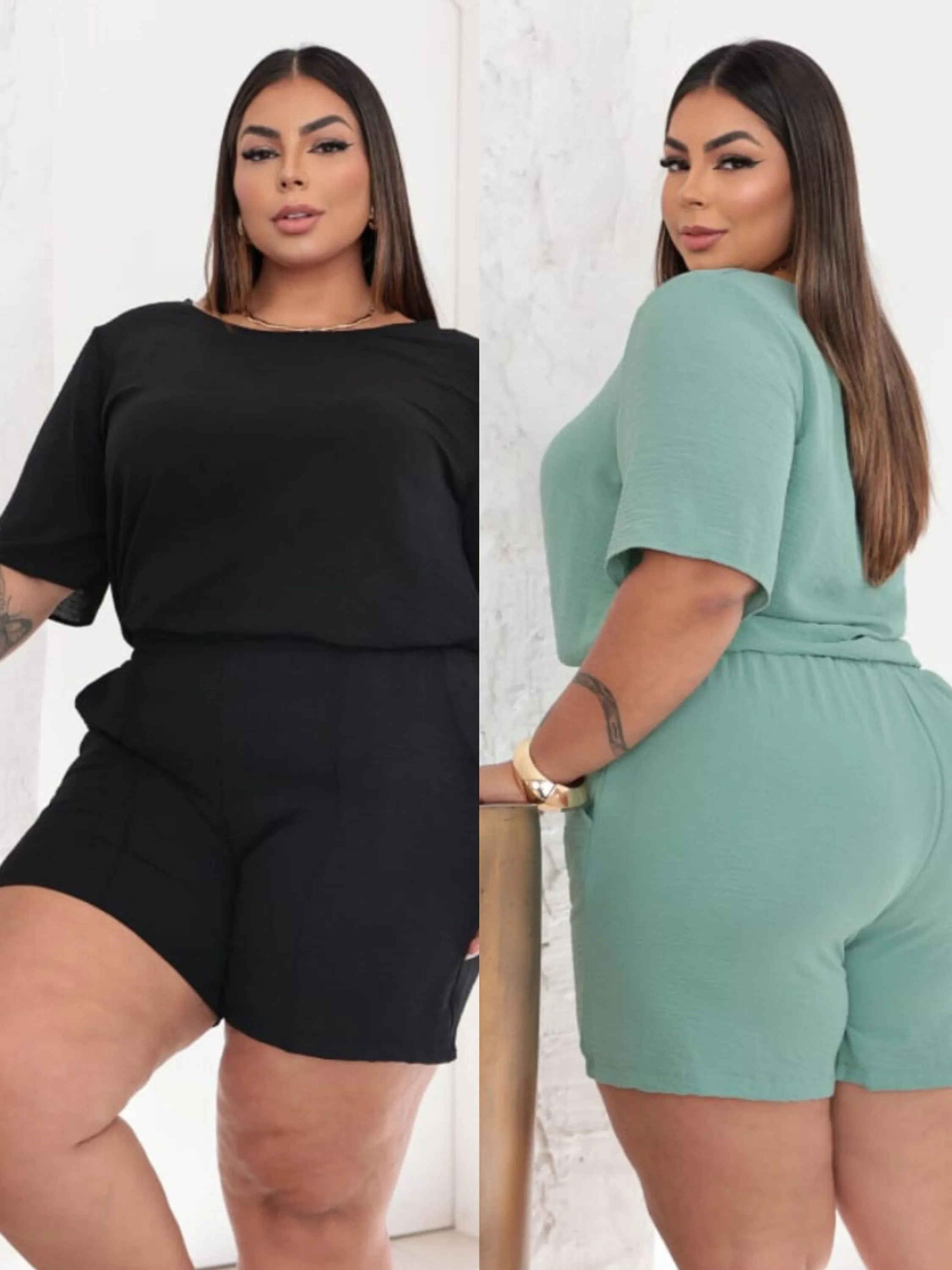 Conjunto shorts blusa manguinha