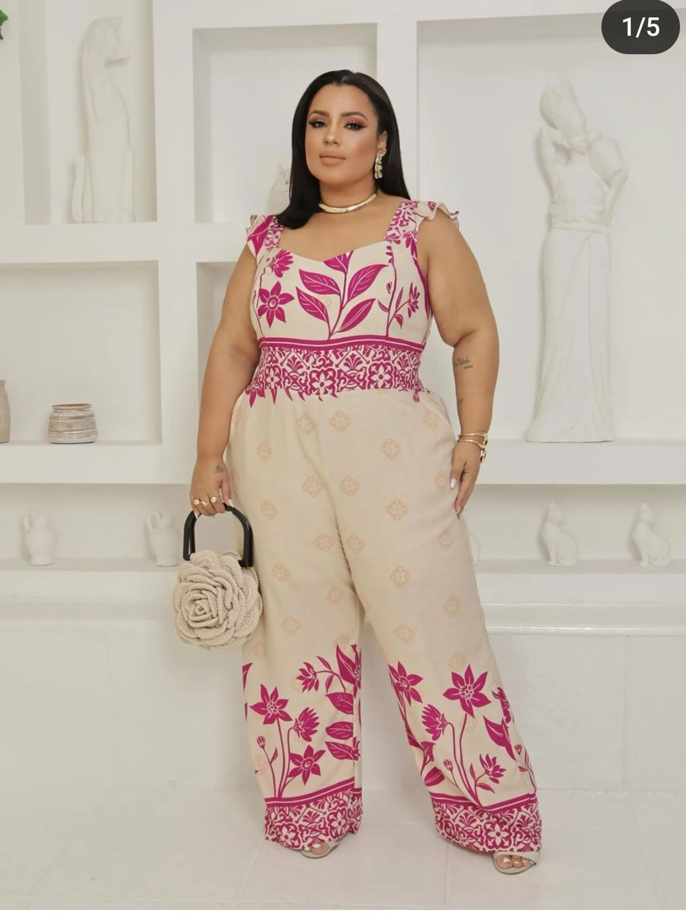 Macacão Plus size tecido viscolinho