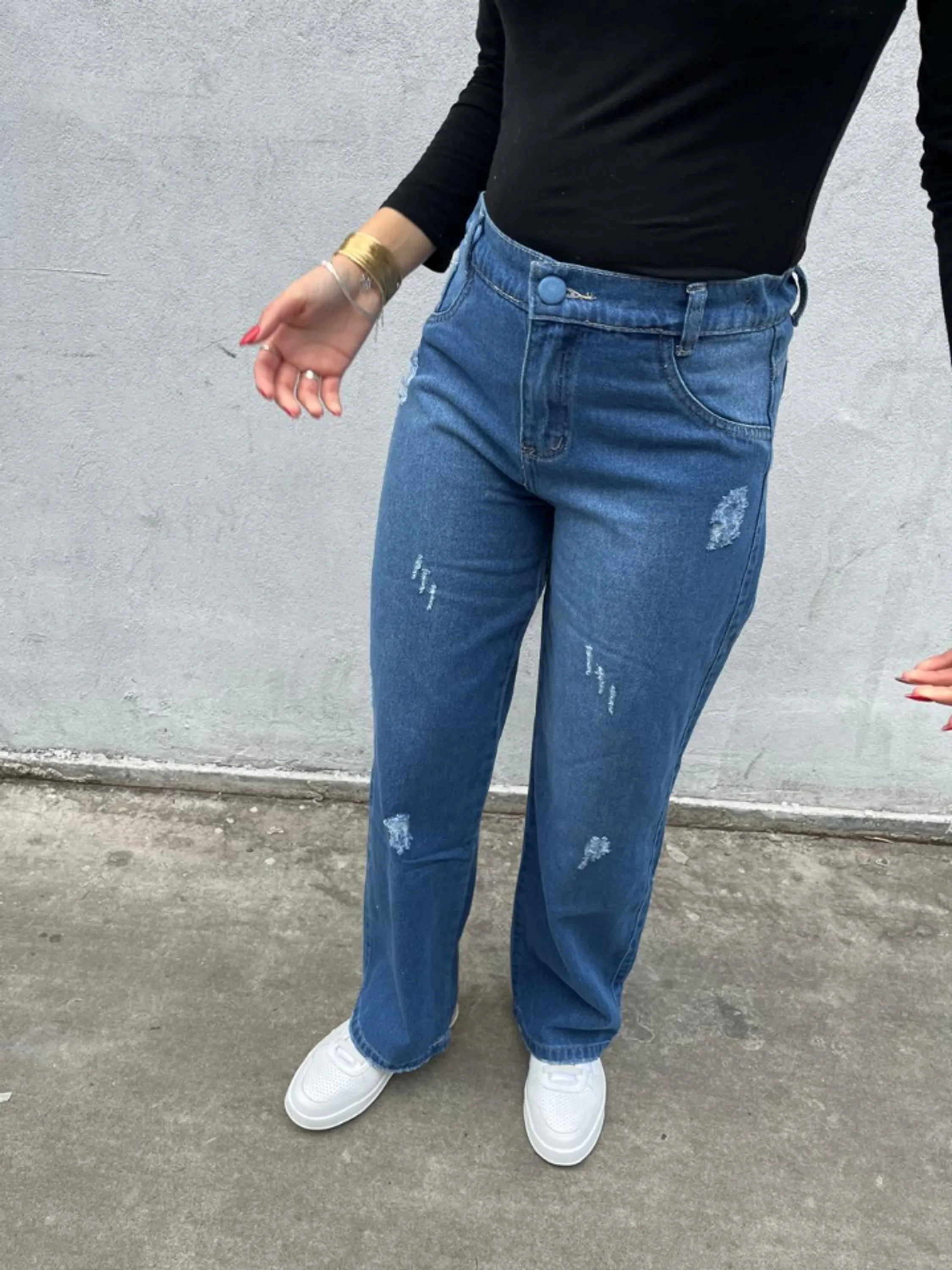 Calça Wid leg juvenil jeans feminina (D)