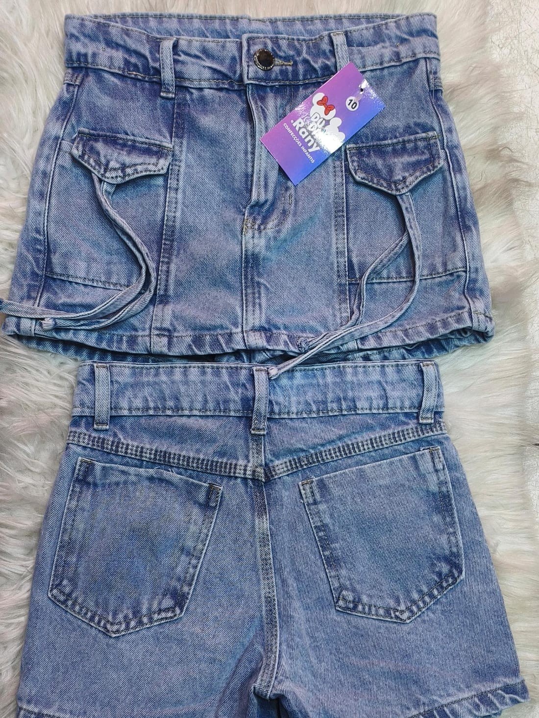 Shorts saia jeans feminino juvenil