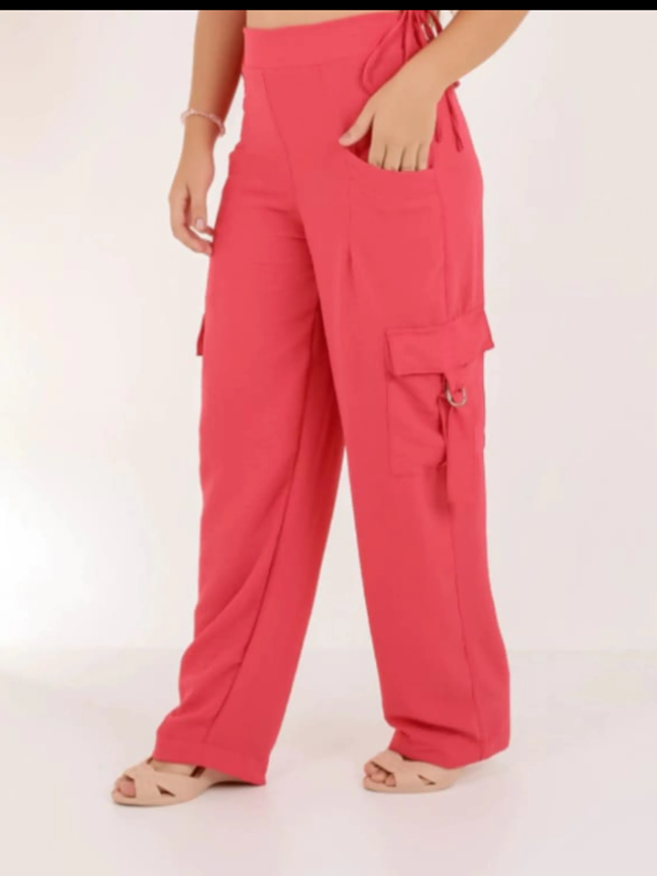 Calça Pantalona juvenil tecido alfaiataria