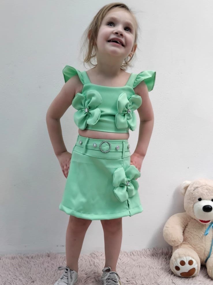 Conjunto infantil de flor com shorts saia (25)
