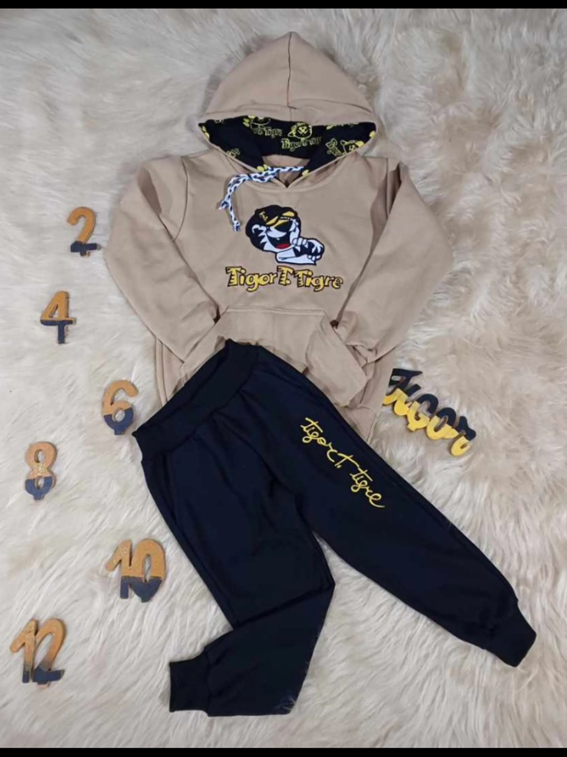 Conjunto moletom flanelado infantil bordado