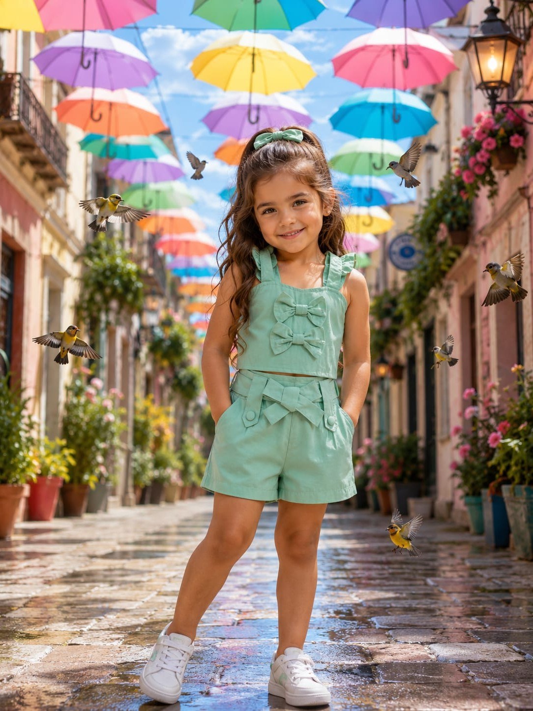 Conjunto infantil de shorts e Cropped (Noel)