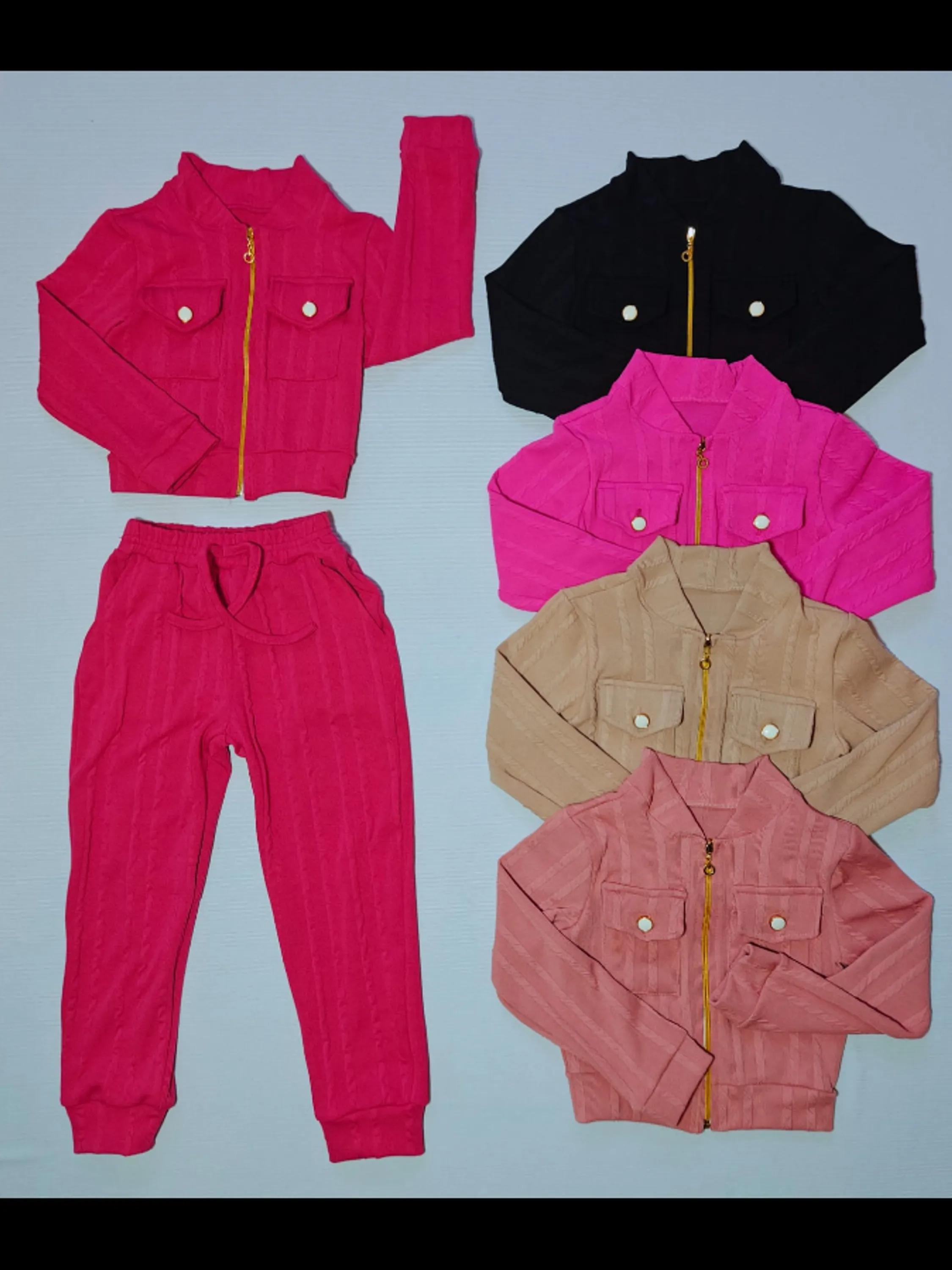 Conjunto infantil calça e casaquinho com zíper