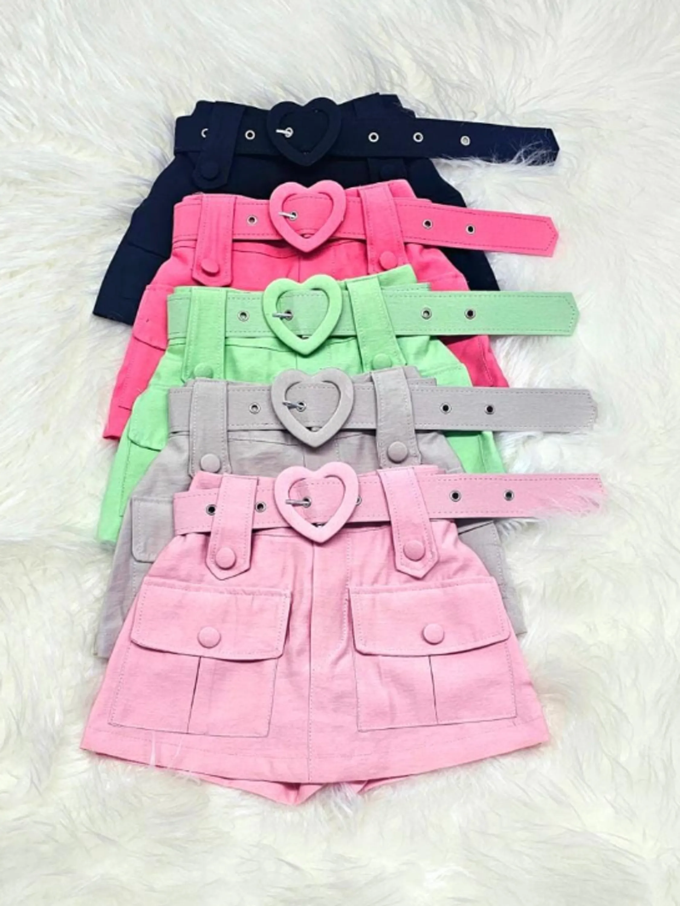 Shorts saia infantil com cinto (19)