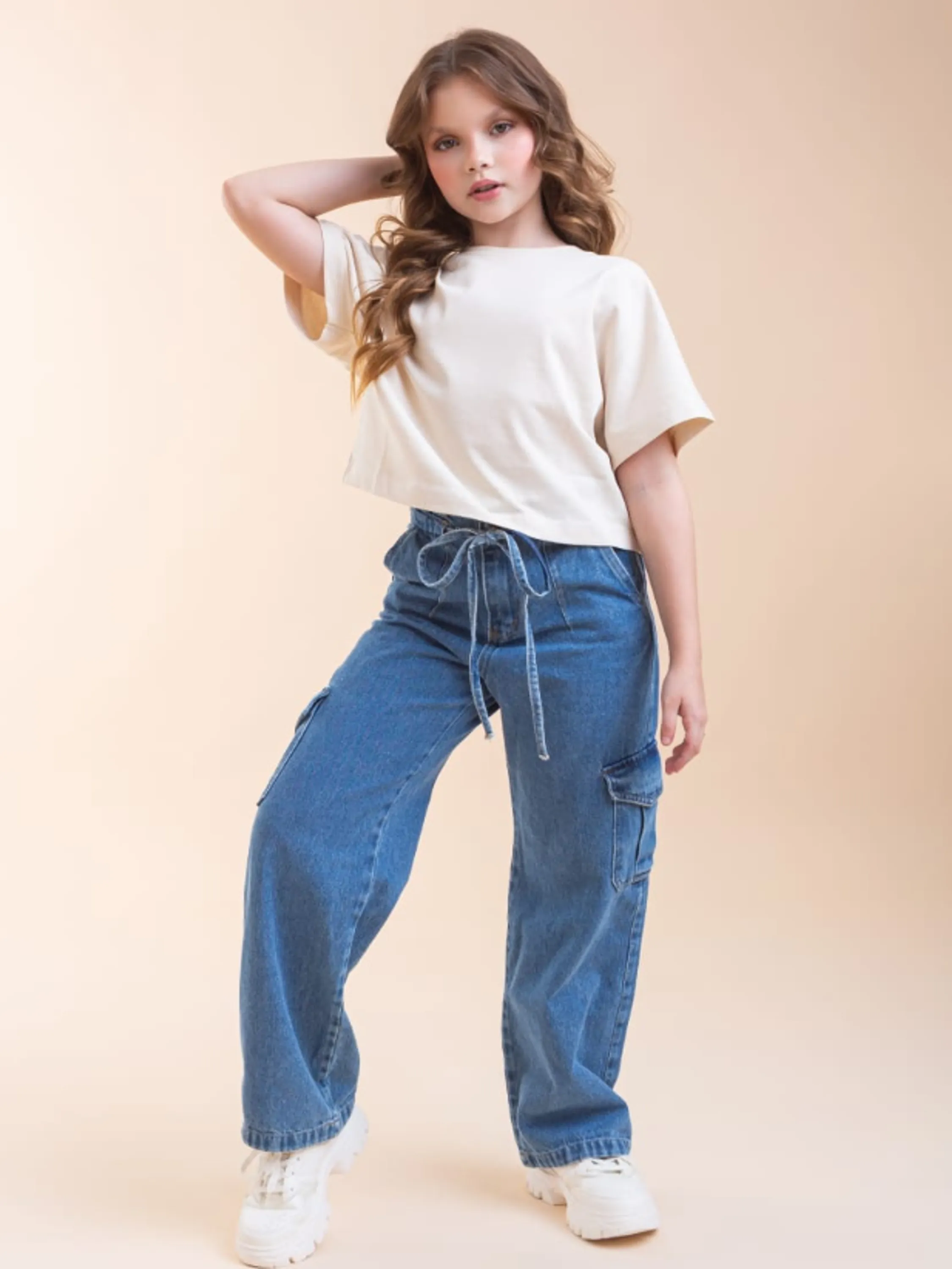 Calça cargo jeans  juvenil (D)