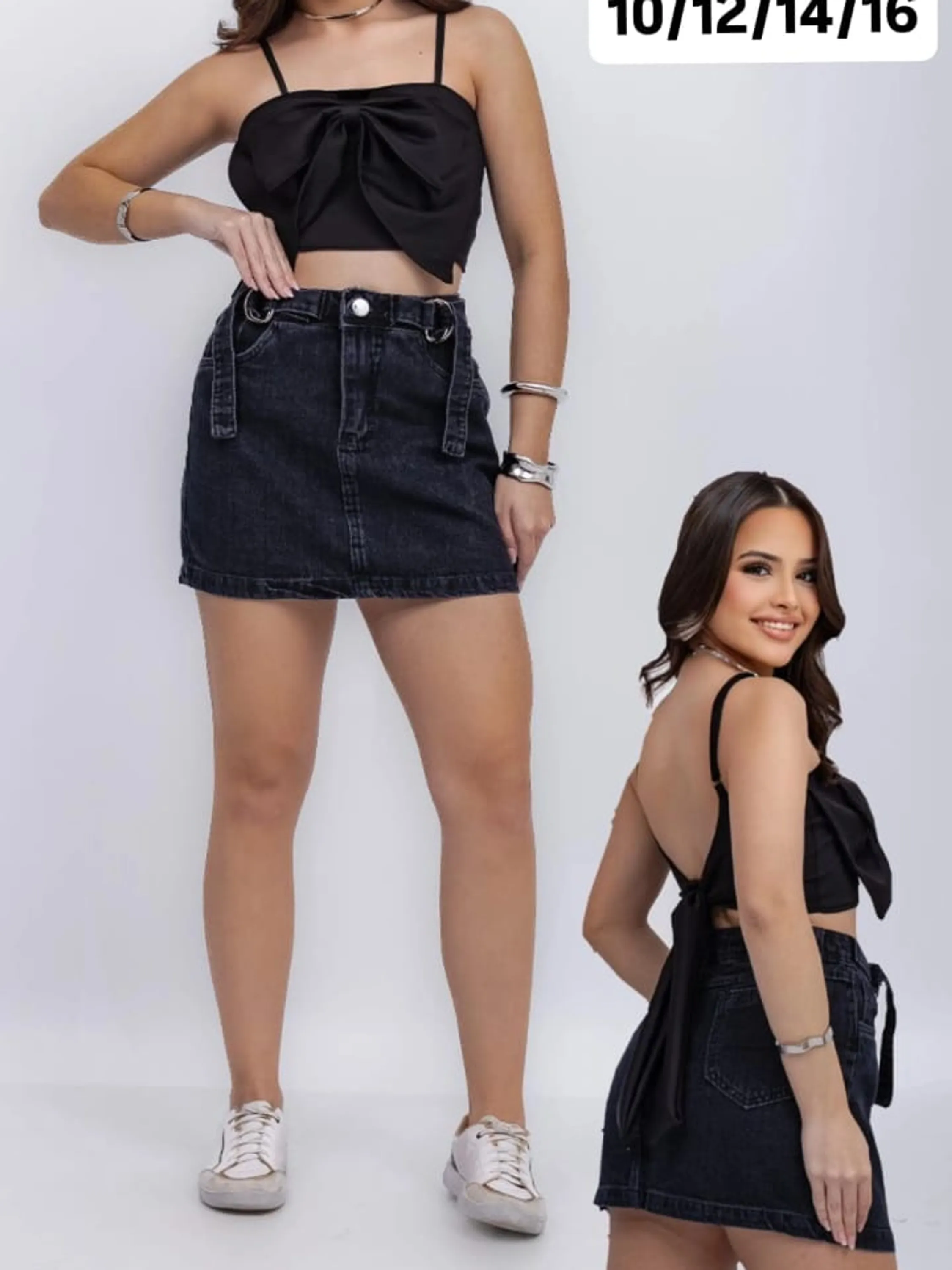 Saia jeans juvenil com fivela (D)