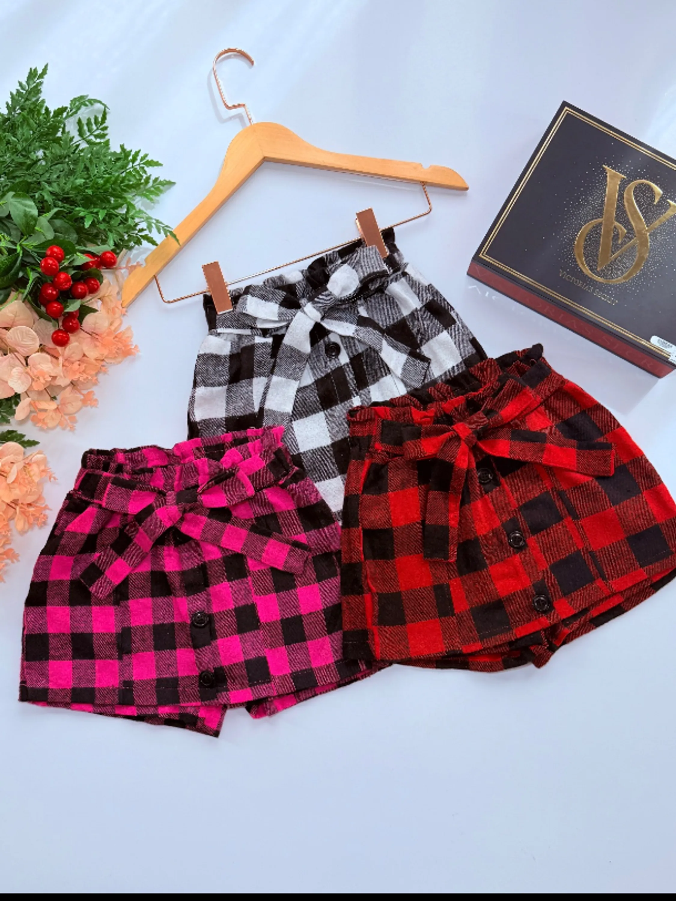 Shorts saia xadrez juvenil flanelado