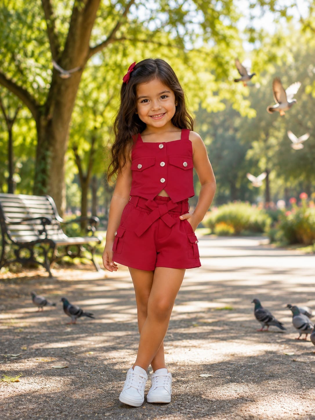 Conjunto infantil shorts cargo e cropped (Noel)