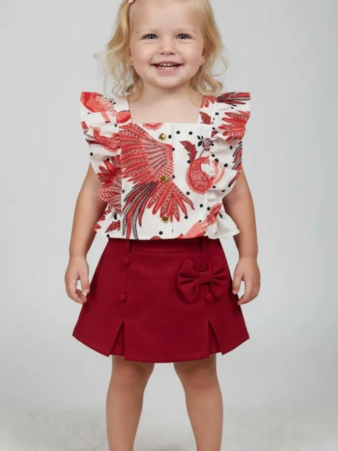 Shorts saia infantil com laço e botão (06)