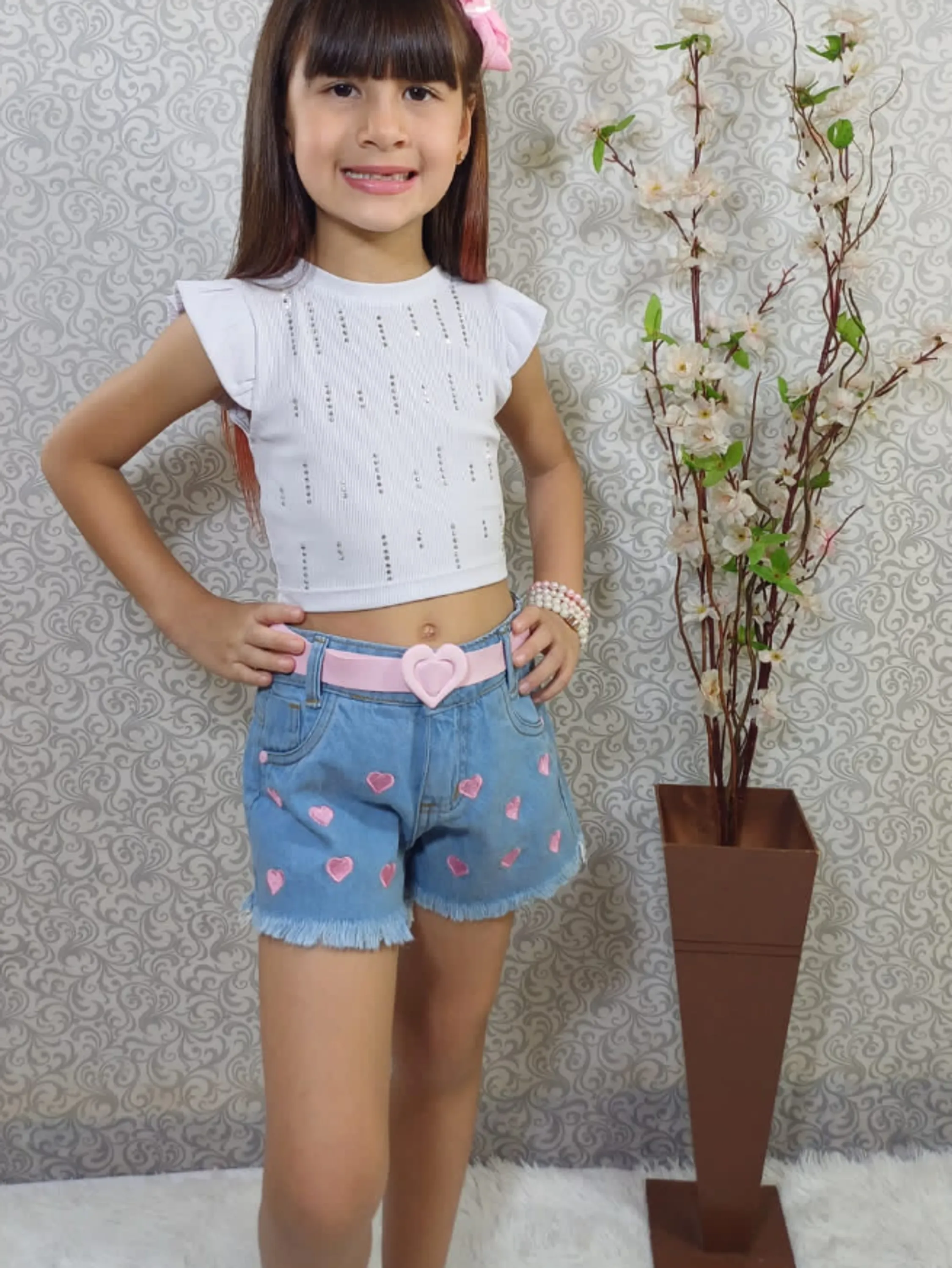 Shorts infantil com cinto (D)