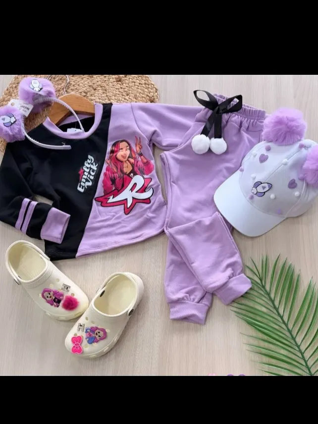 Conjunto moletom no infantil calça e blusa
