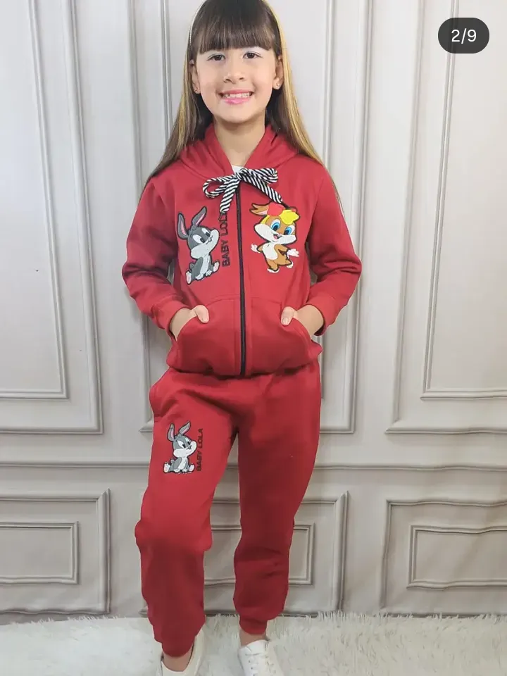 Conjunto moletom flanelado 2 cabos infantil