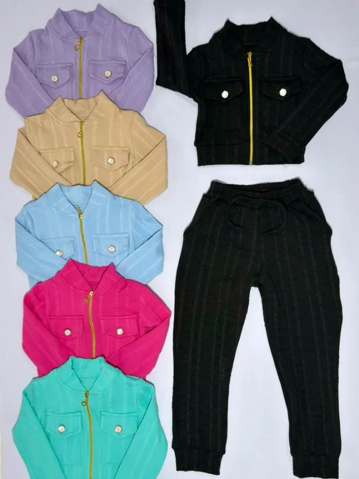 Conjunto infantil de blusa com zíper e calça (08)