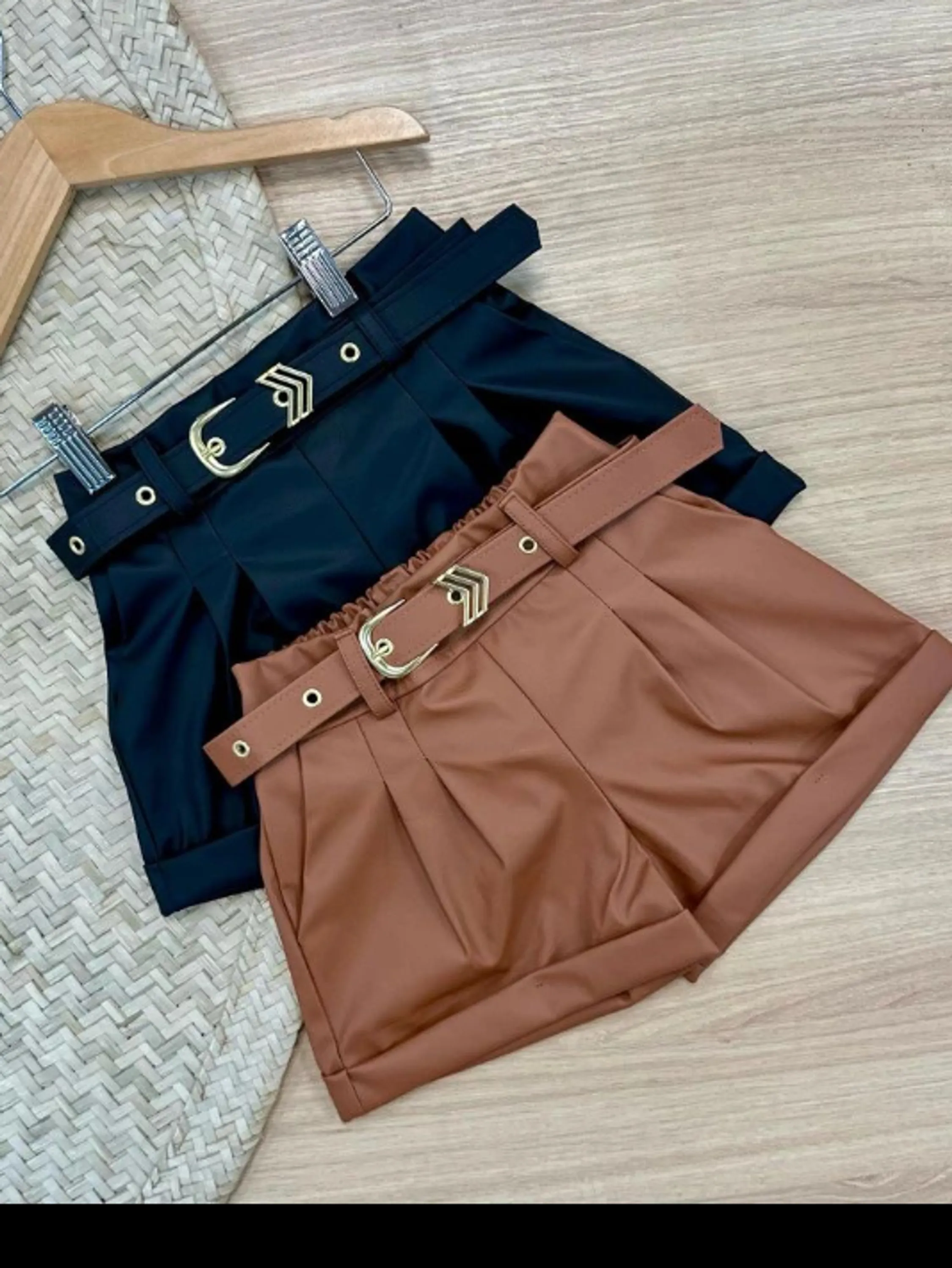 Shorts com cinto infantil couro Fake (VH)