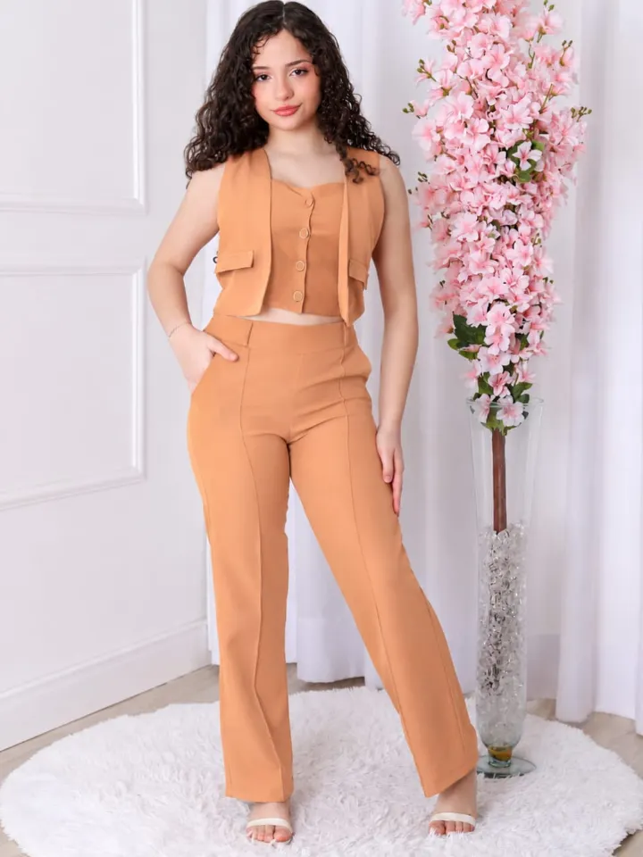 Conjunto juvenil calça com bolso e colete (36)