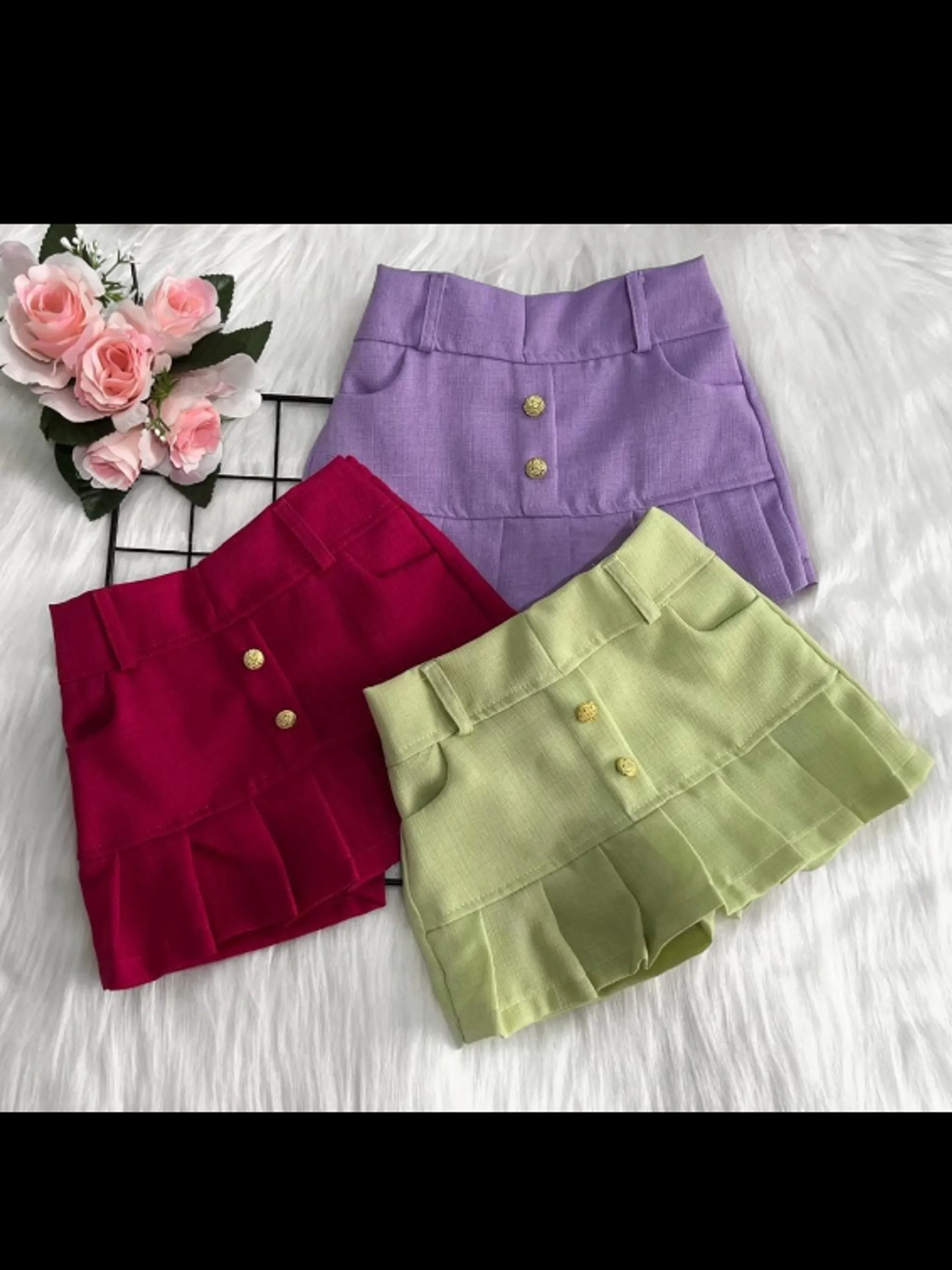 Shorts saia babado infantil