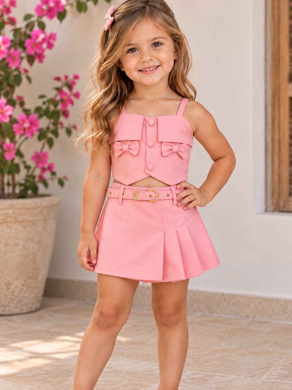 Conjunto feminino infantil shorts saia (Davi)