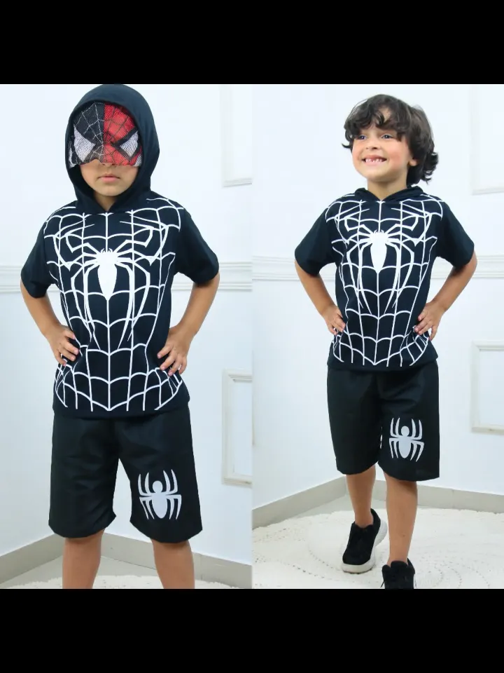 Conjunto infantil masculino com máscara no capuz