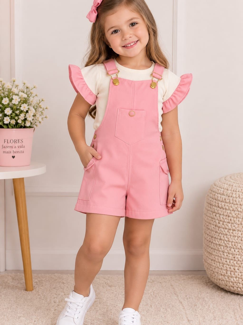 Jardineira infantil com blusinha (Azul)